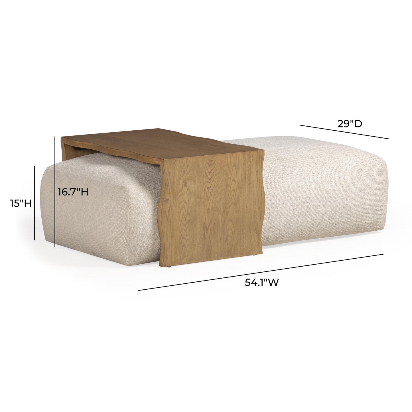 Spencer Performance Basketweave Ottoman With Bridge Table by TOV Oc69358