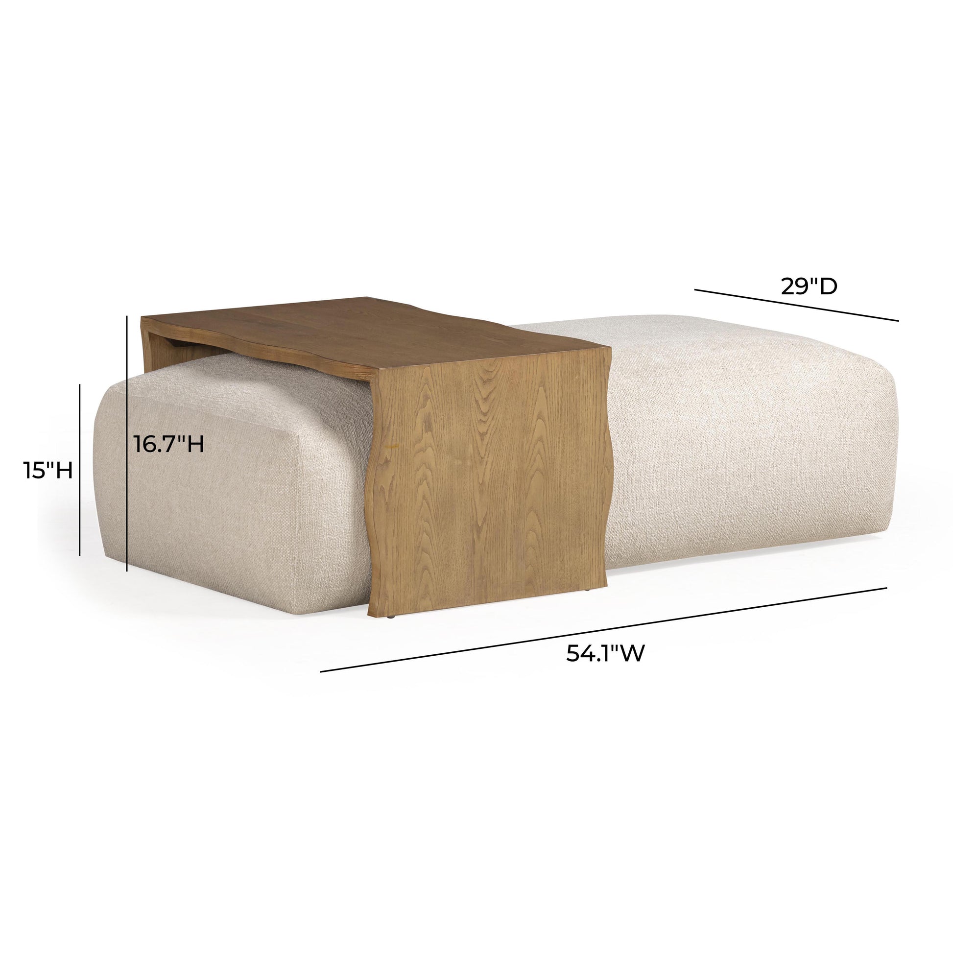 Spencer Performance Basketweave Ottoman With Bridge Table by TOV Oc69358