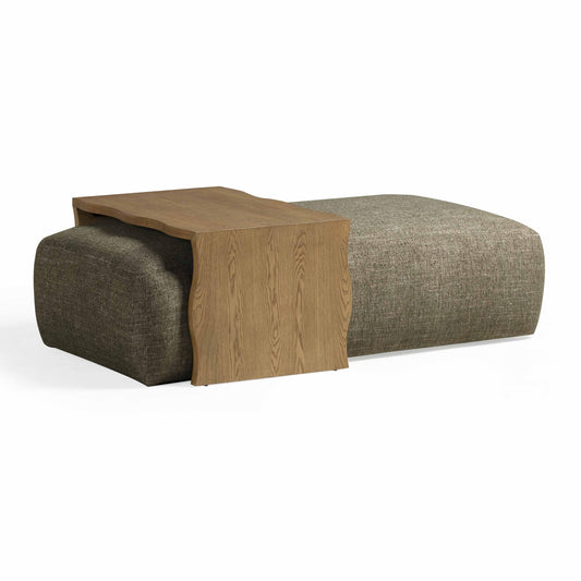 Spencer Performance Basketweave Ottoman With Bridge Table by TOV Oc69359