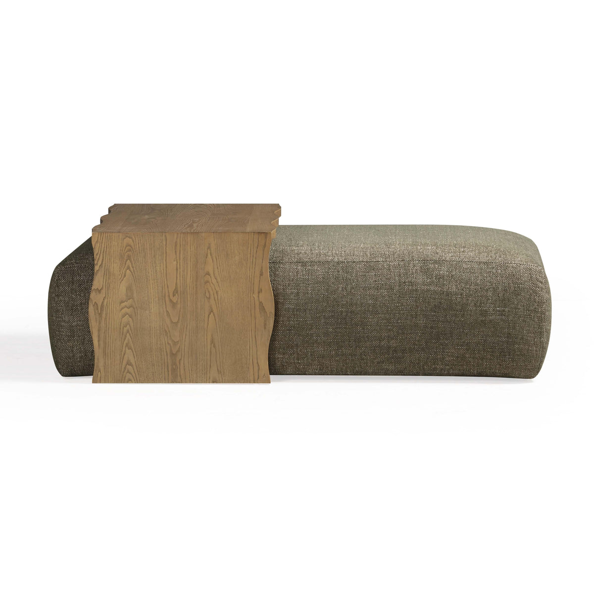 Spencer 54" Olive Green Performance Basketweave Ottoman with Bridge Table by TOV Furniture – photo 3 of 10