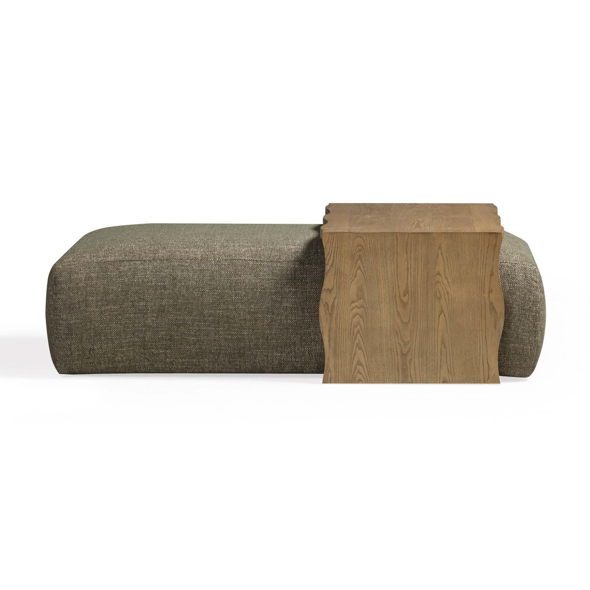 Spencer 54" Olive Green Performance Basketweave Ottoman with Bridge Table by TOV Furniture – photo 4 of 10