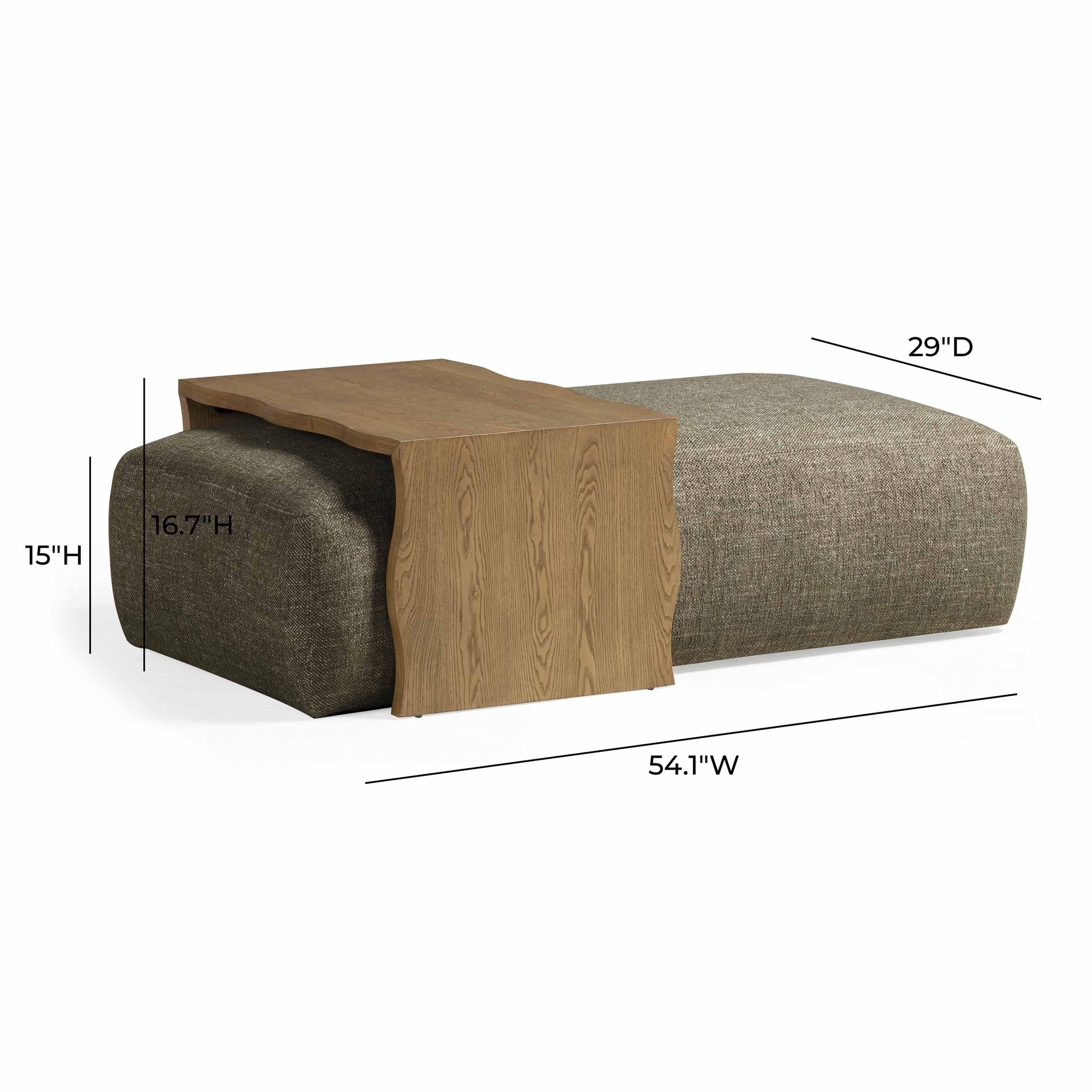 Spencer Performance Basketweave Ottoman With Bridge Table by TOV Oc69358