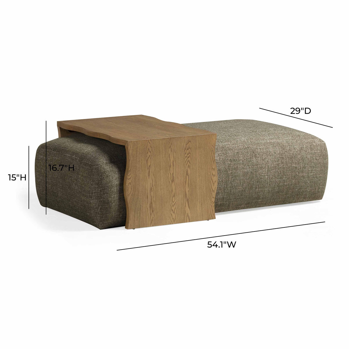 Spencer 54" Olive Green Performance Basketweave Ottoman with Bridge Table by TOV Furniture – photo 9 of 10
