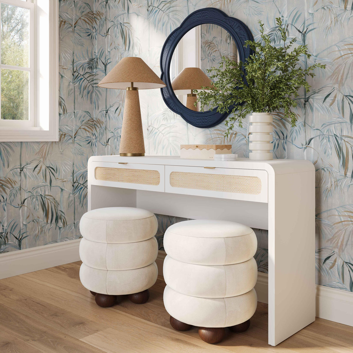 Patty White Rattan Console Desk by TOV Furniture – photo 2 of 10