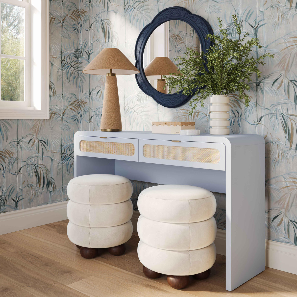 Patty Pastel Blue Rattan Console Desk by TOV Furniture – photo 2 of 9