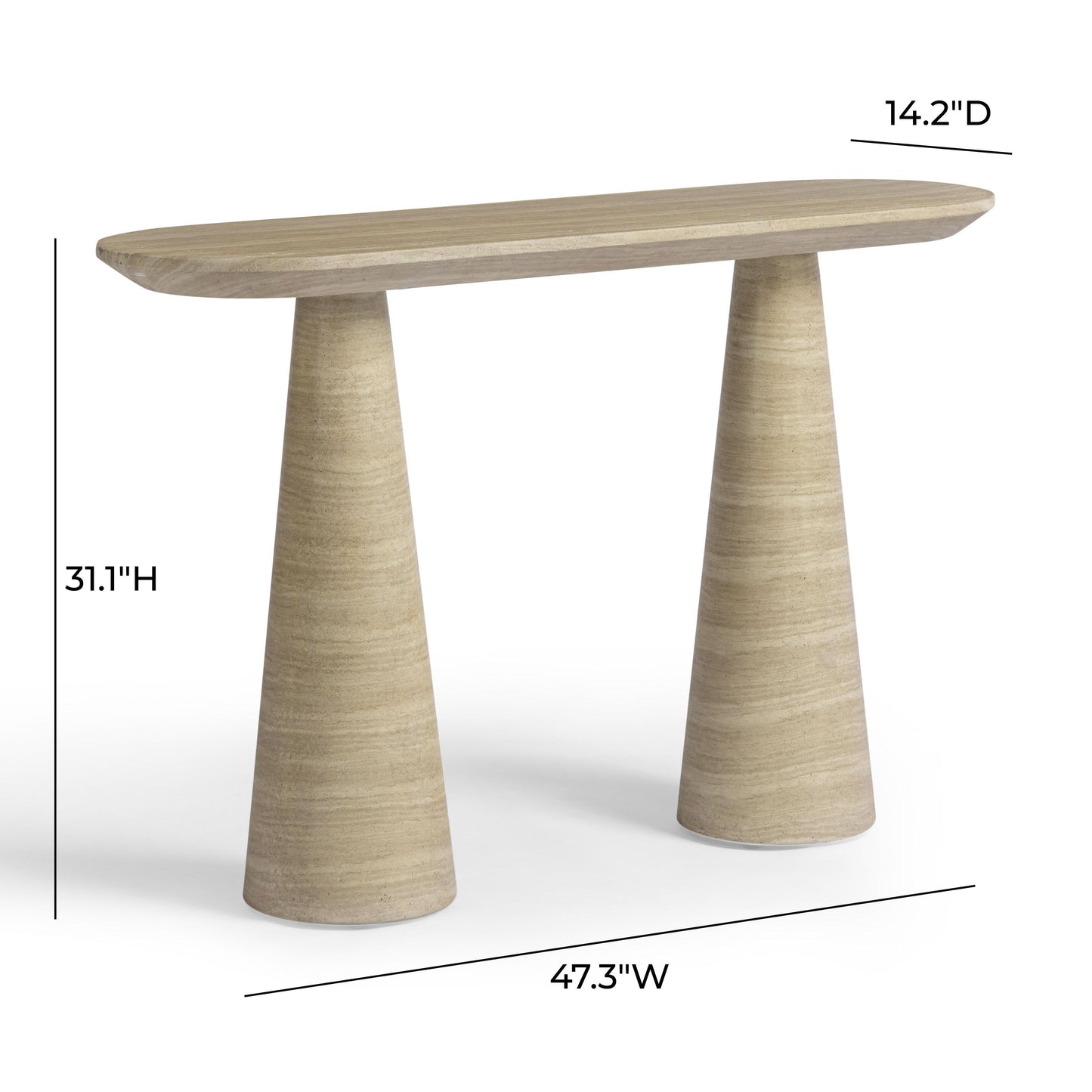 Sandra 47 Faux Travertine Indoor Outdoor Console Table by TOV Oc69366