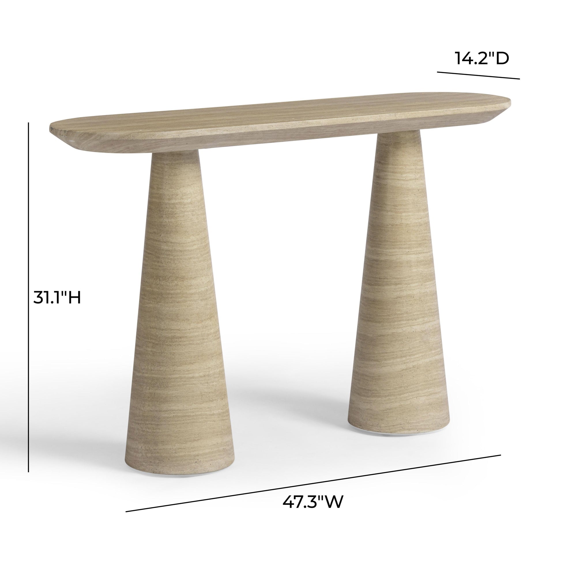 Sandra 47 Faux Travertine Indoor Outdoor Console Table by TOV Oc69366