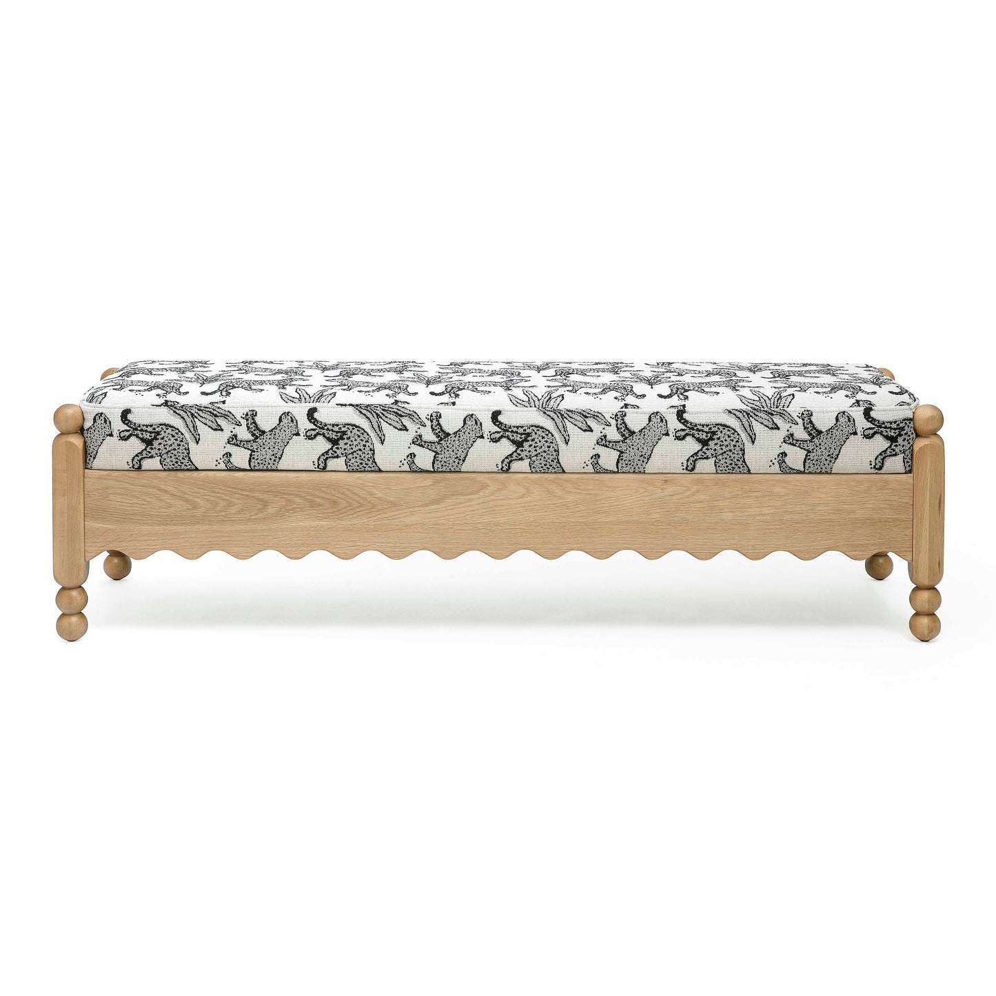 Thelma 56" Leopard Performance Jacquard Fabric Bench Cream by Tov Furniture