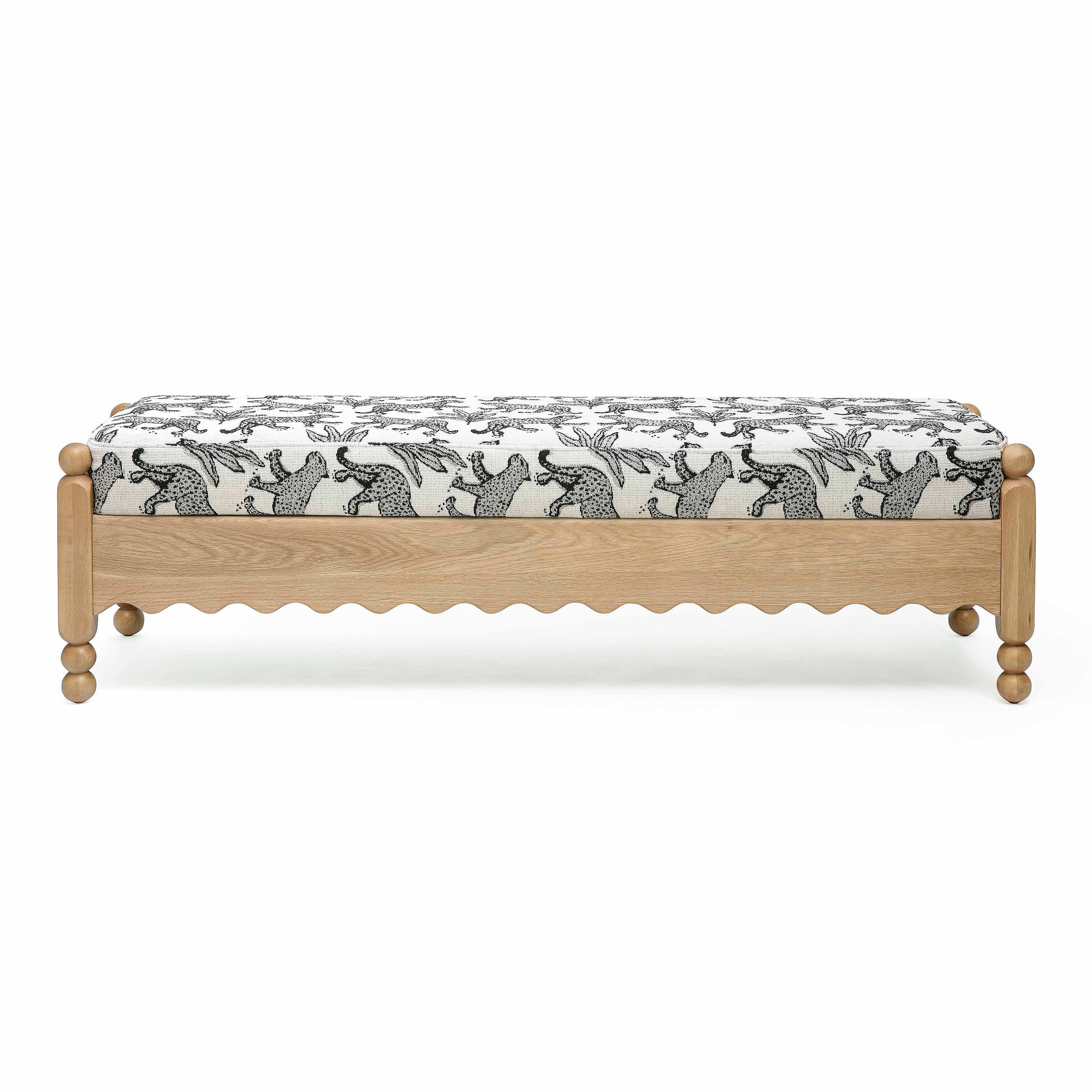 Thelma 56" Leopard Performance Jacquard Fabric Bench Cream by Tov Furniture