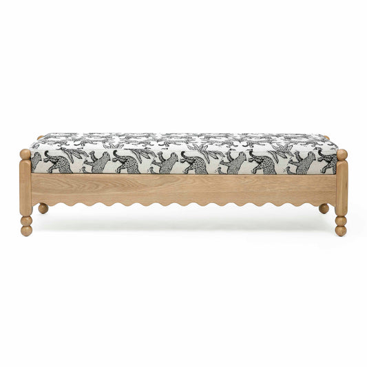 Thelma 56" Leopard Performance Jacquard Fabric Bench Cream by Tov Furniture