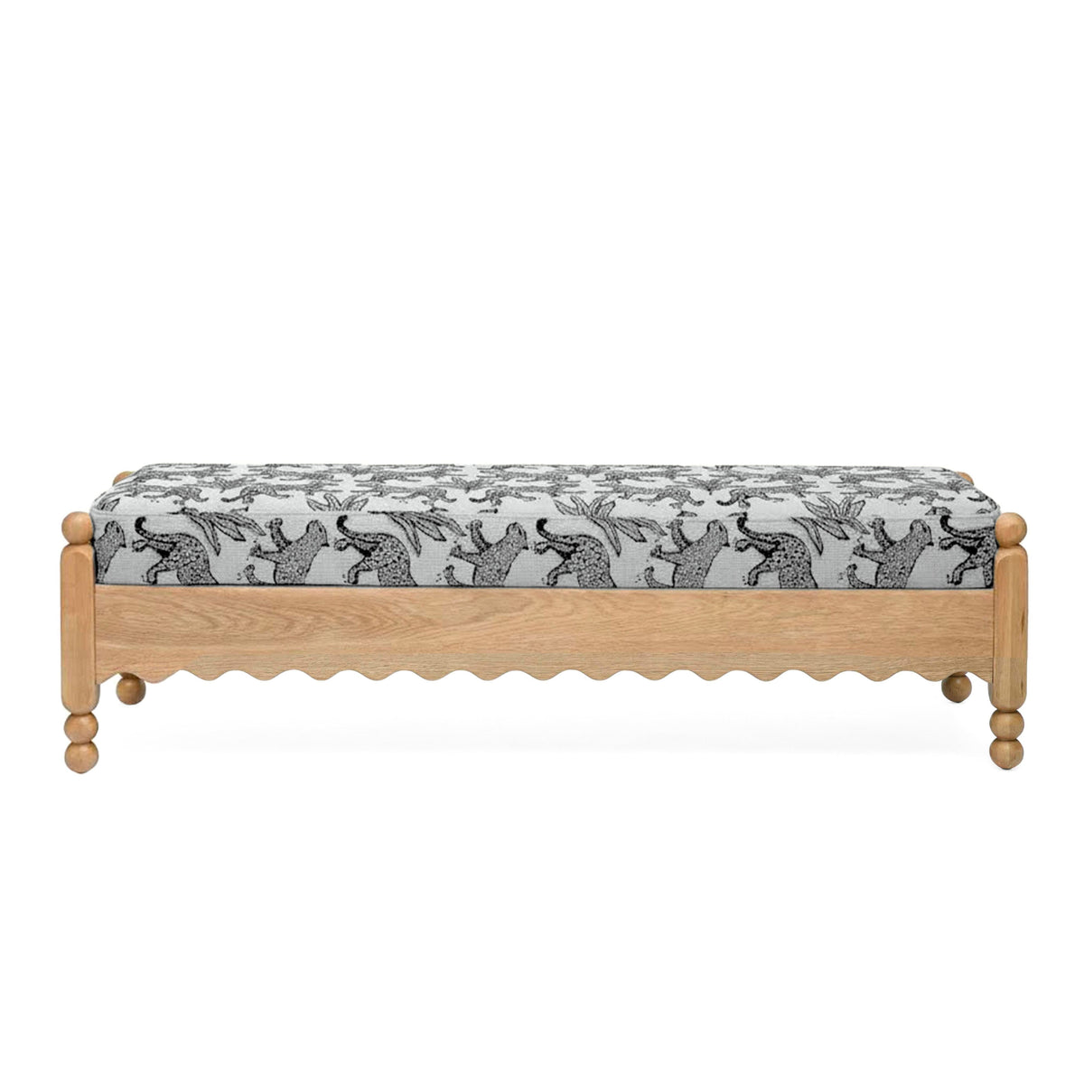 Thelma 56" Cream Leopard Performance Jacquard Fabric Bench by TOV Furniture – photo 1 of 6