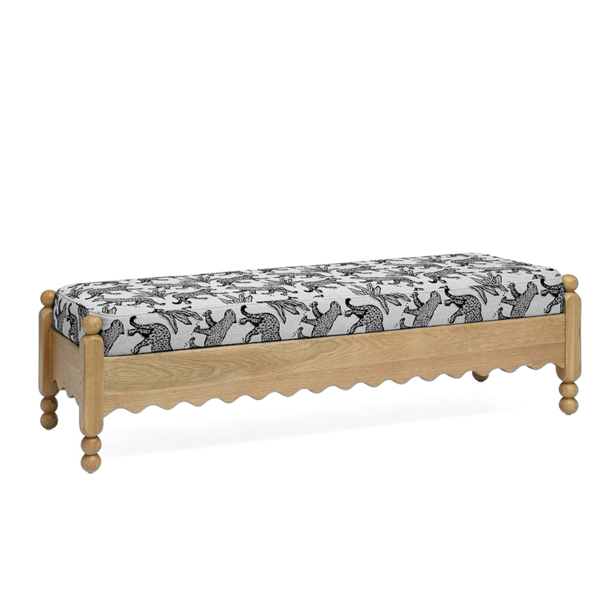 Thelma 56" Cream Leopard Performance Jacquard Fabric Bench by TOV Furniture – photo 3 of 6