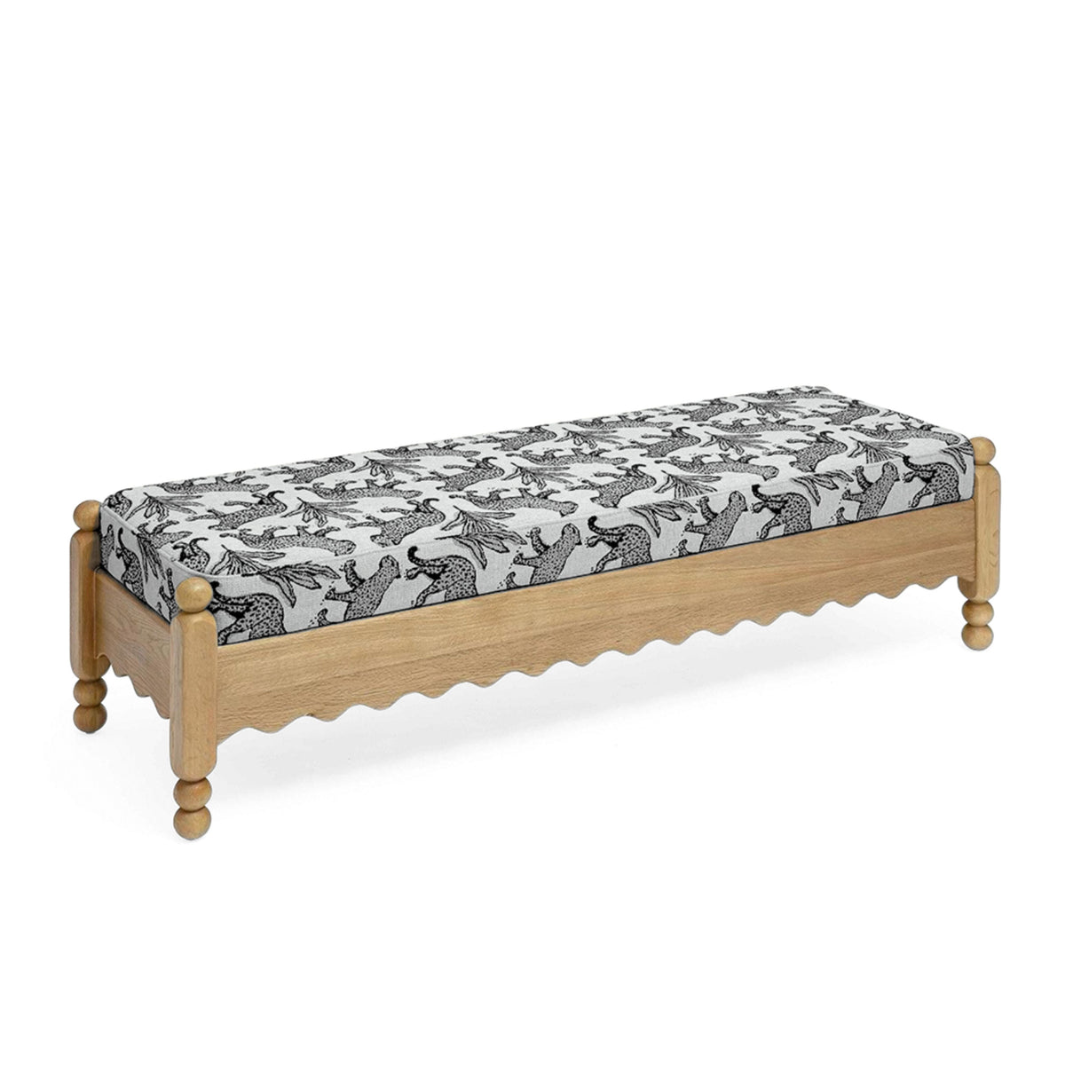 Thelma 56" Cream Leopard Performance Jacquard Fabric Bench by TOV Furniture – photo 4 of 6