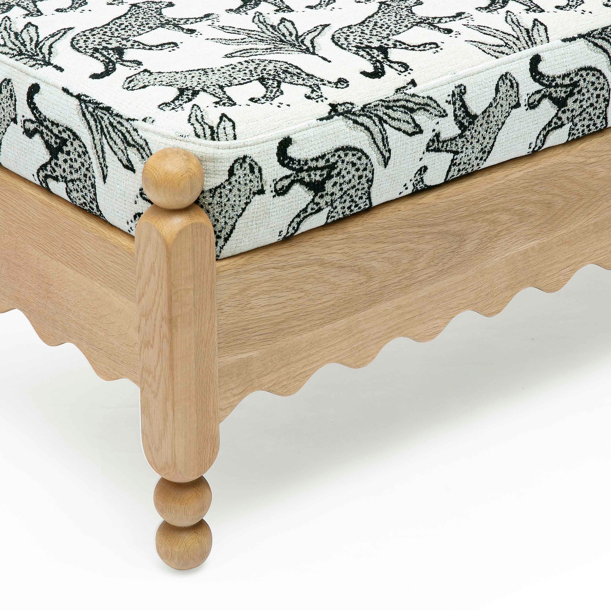 Thelma 56" Leopard Performance Jacquard Fabric Bench Cream by Tov Furniture