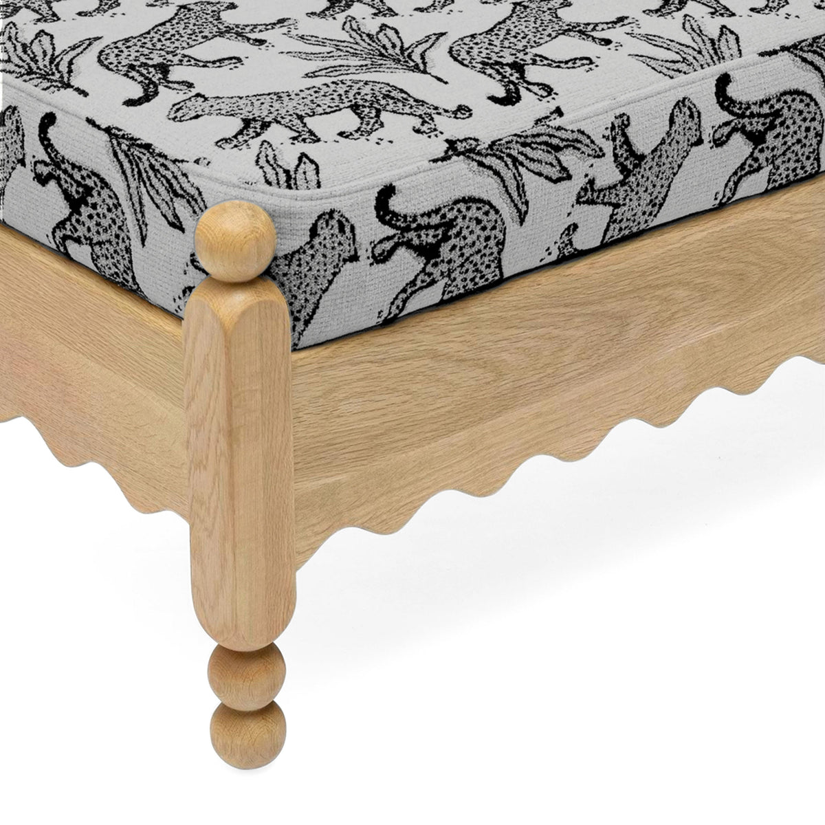 Thelma 56" Cream Leopard Performance Jacquard Fabric Bench by TOV Furniture – photo 5 of 6