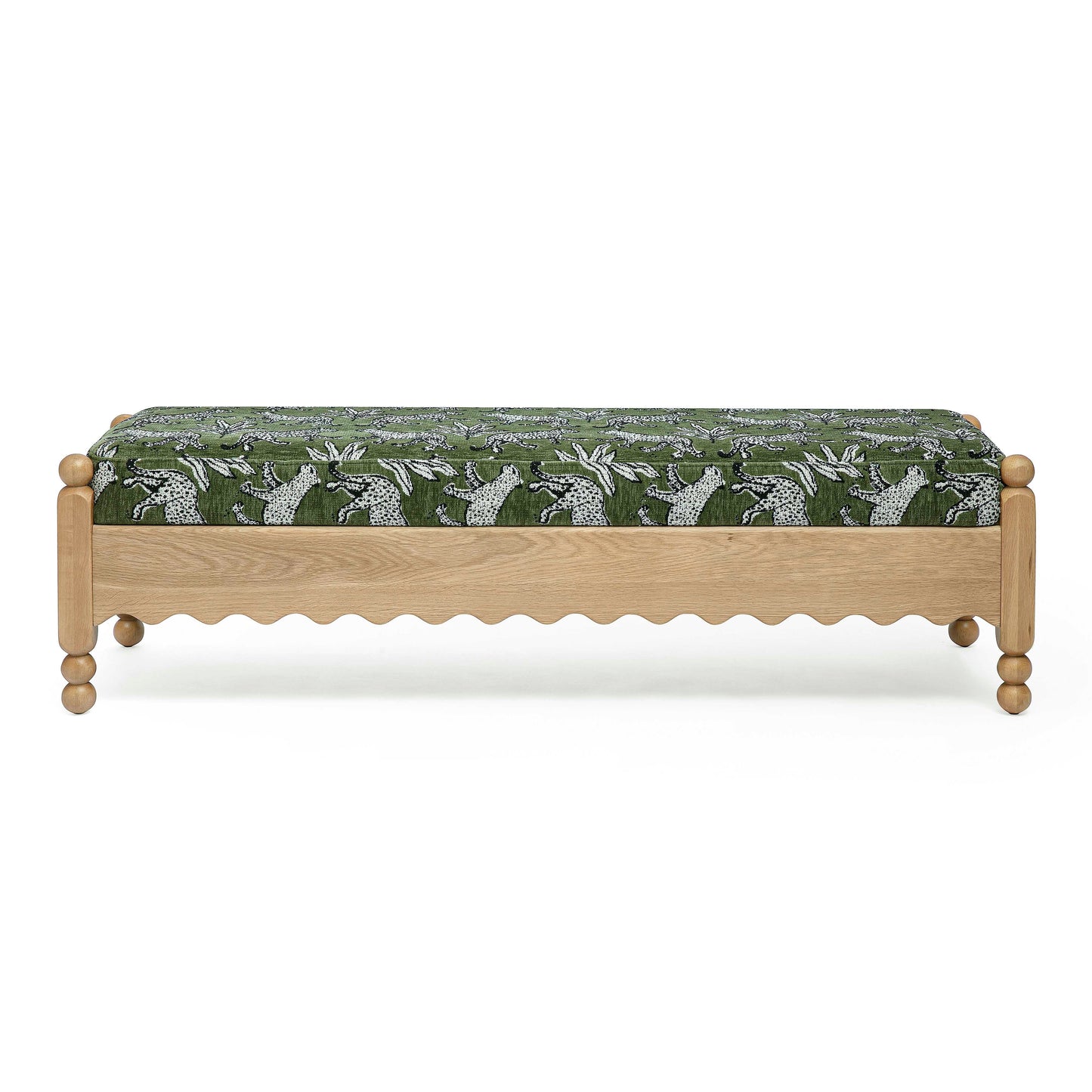 Thelma 56" Leopard Performance Jacquard Fabric Bench Olive Green by Tov Furniture