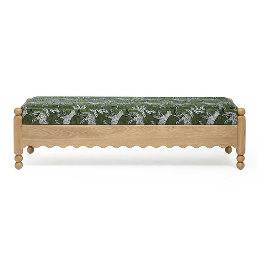 Thelma 56" Leopard Performance Jacquard Fabric Bench Olive Green by Tov Furniture