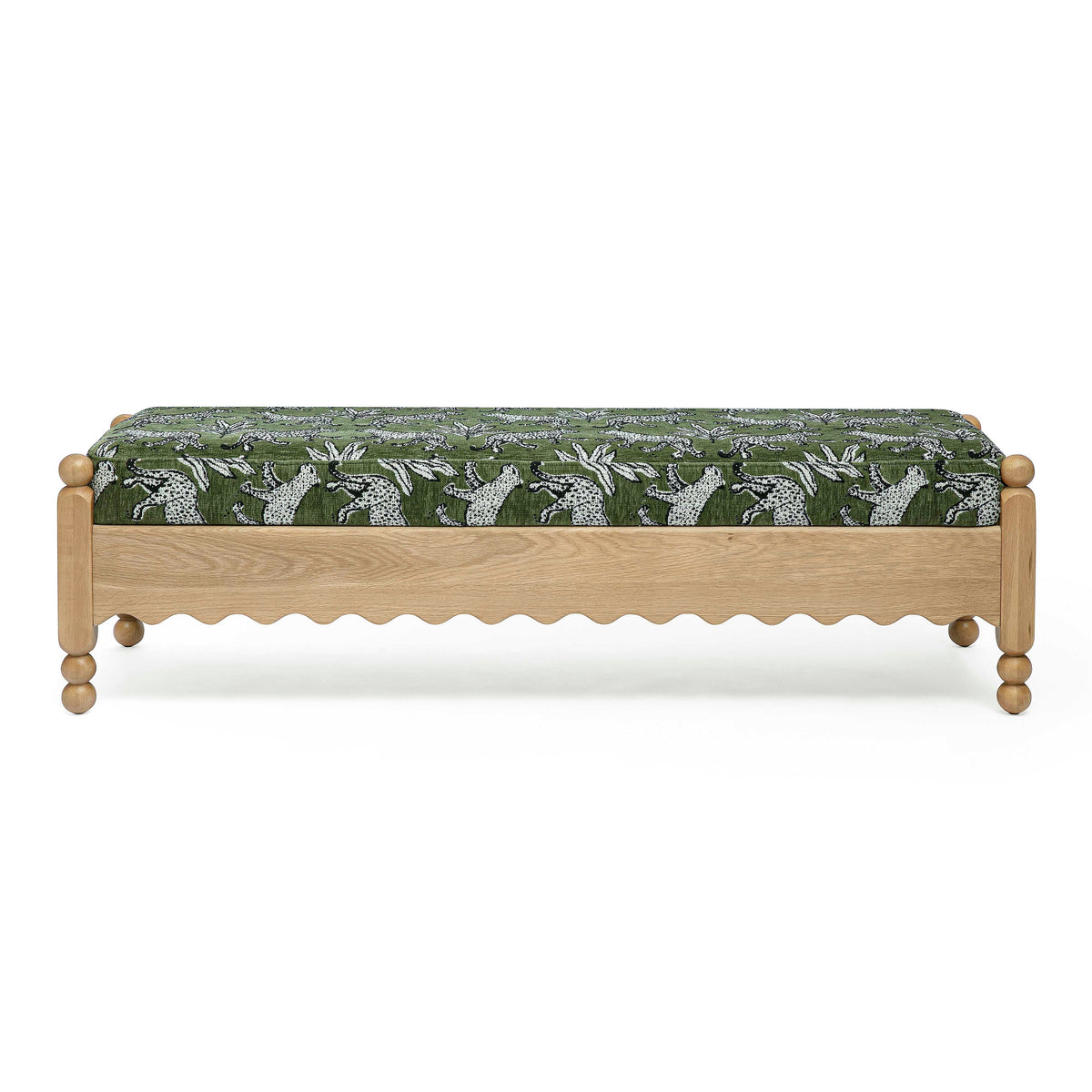 Thelma 56" Olive Green Leopard Performance Jacquard Fabric Bench by TOV Furniture – photo 1 of 6