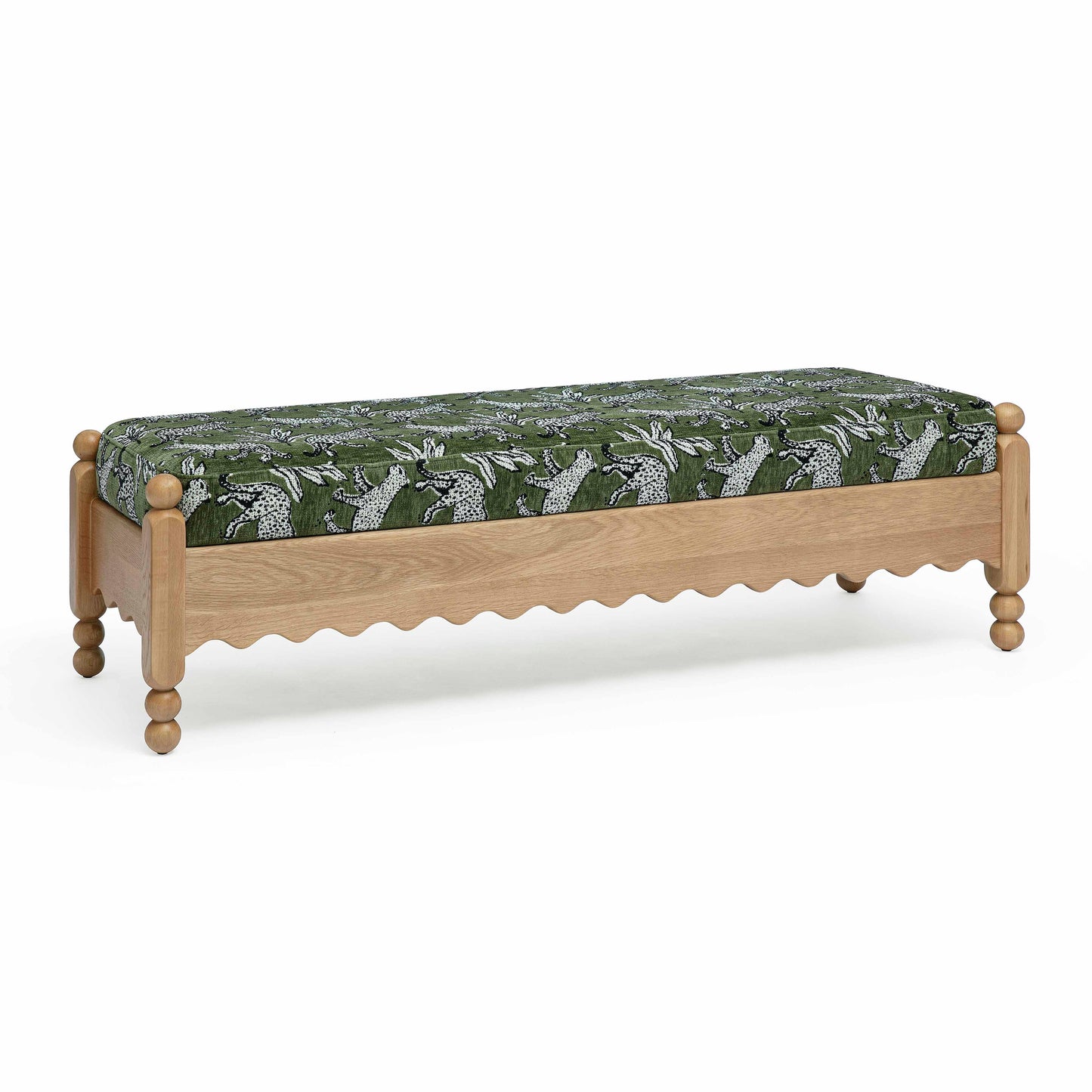 Thelma 56" Leopard Performance Jacquard Fabric Bench Olive Green by Tov Furniture