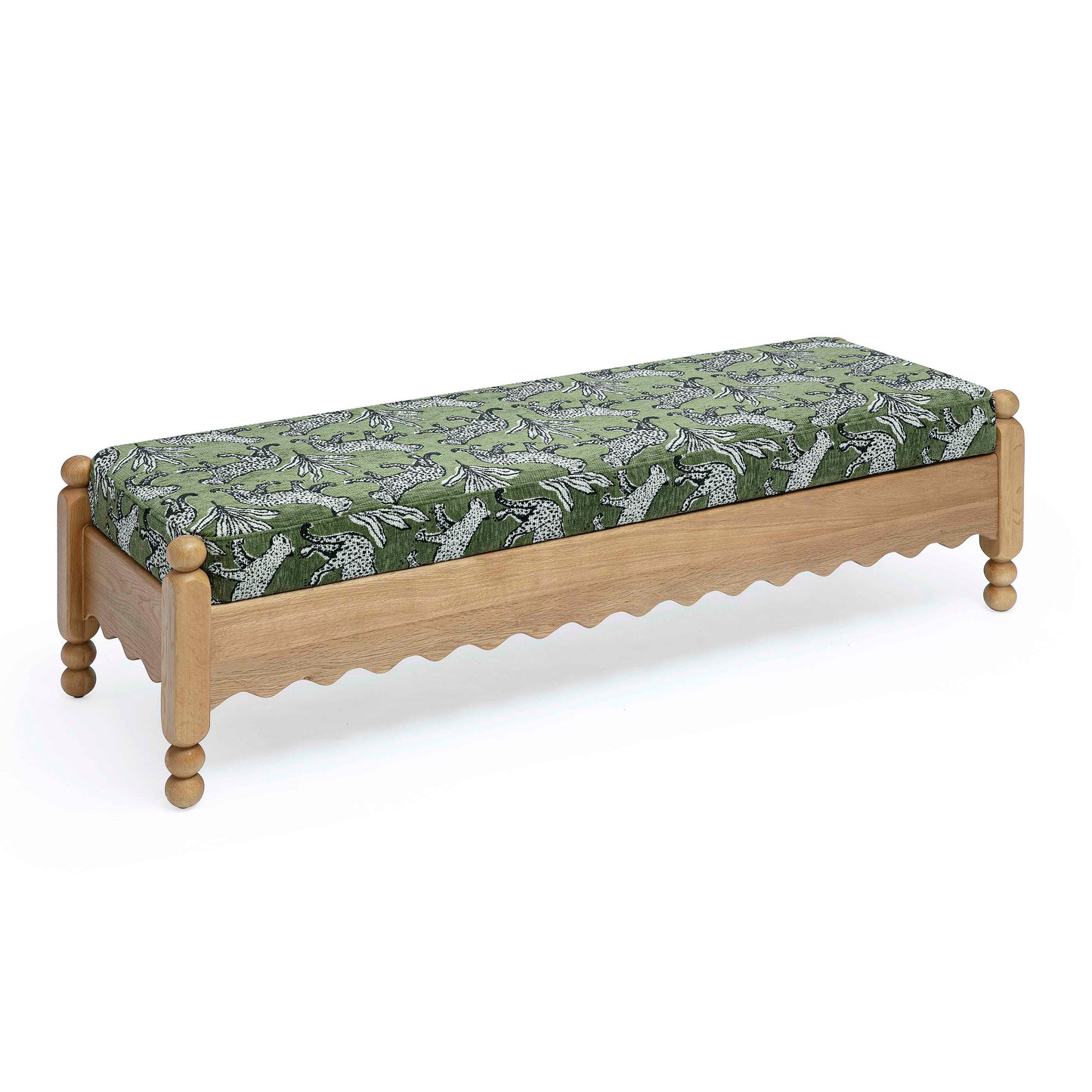 Thelma 56" Leopard Performance Jacquard Fabric Bench Olive Green by Tov Furniture