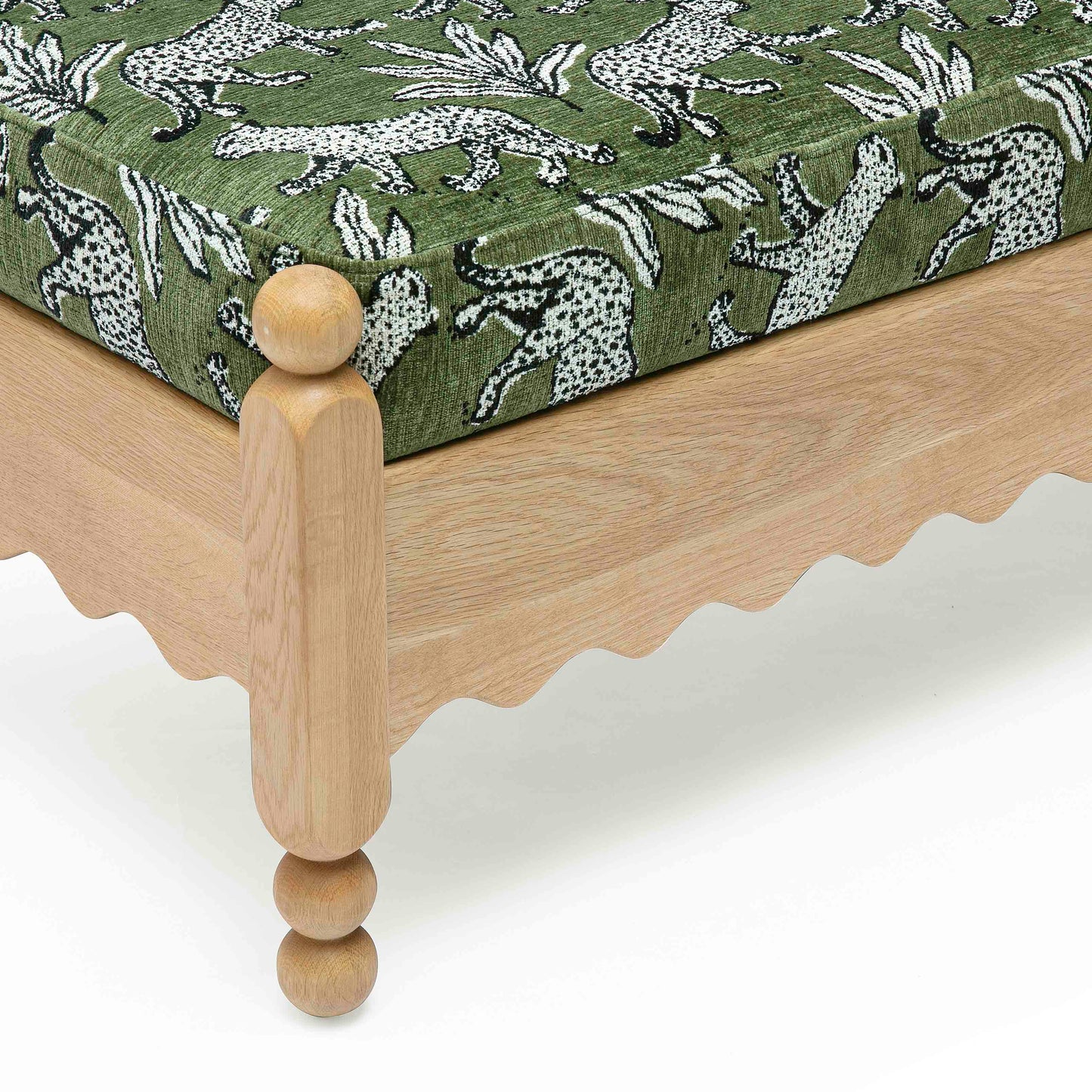 Thelma 56" Leopard Performance Jacquard Fabric Bench Olive Green by Tov Furniture