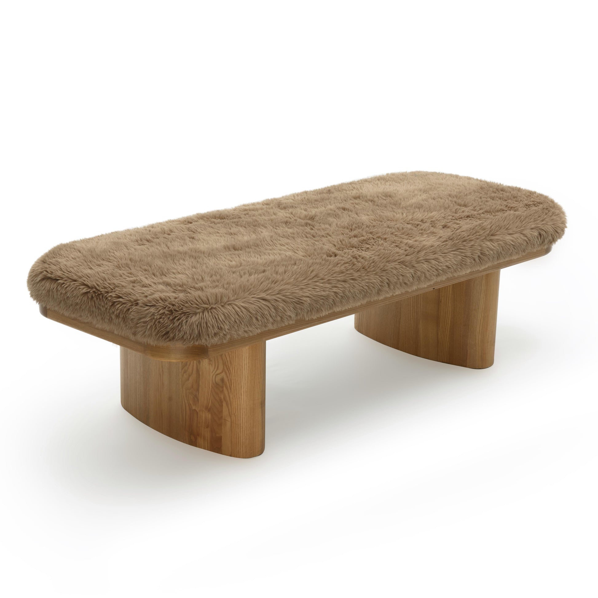 Ollie 56 5 Straight Vegan Shearling Large Bench by TOV Oc69381