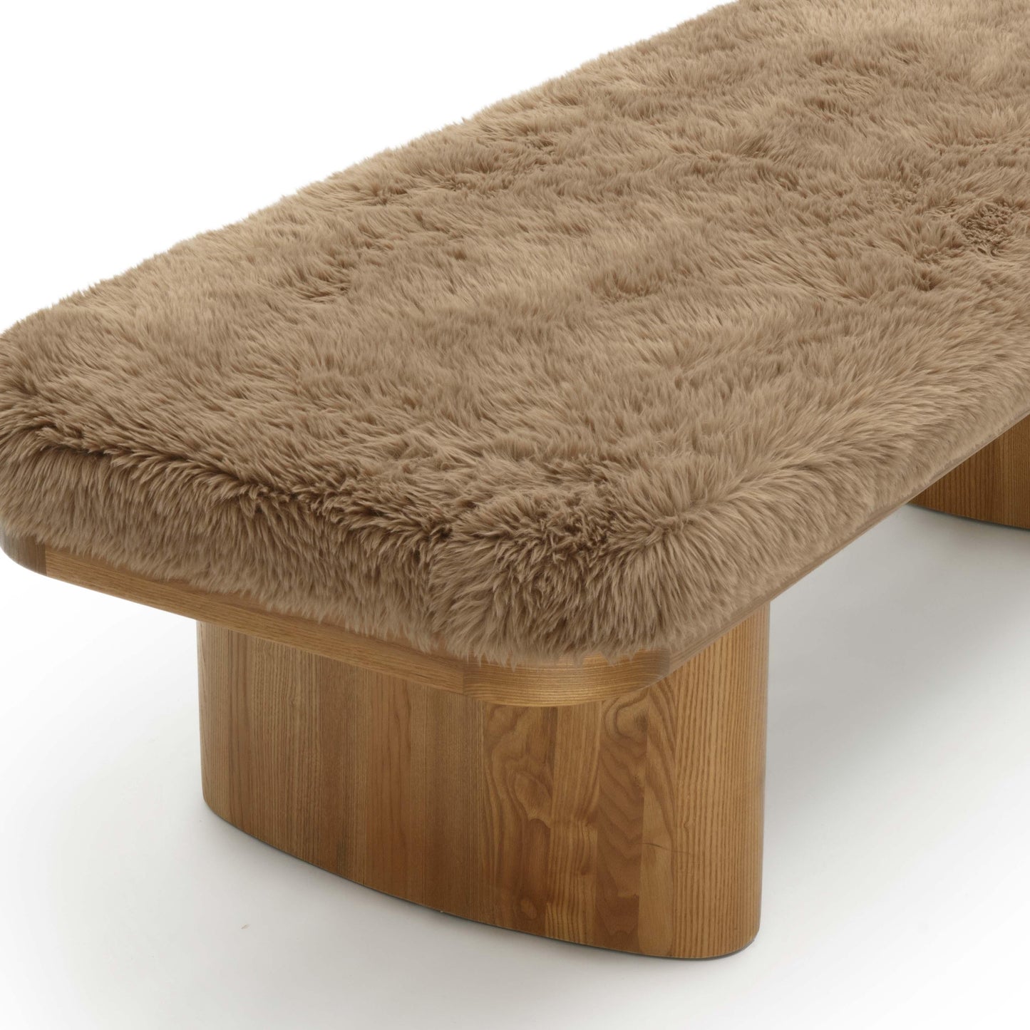 Ollie 56 5 Straight Vegan Shearling Large Bench by TOV Oc69381
