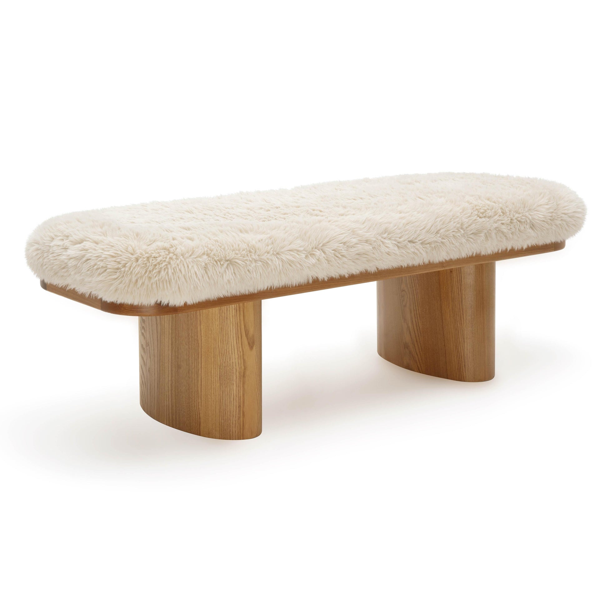 Ollie 48 Straight Vegan Shearling Bench by TOV Oc69384