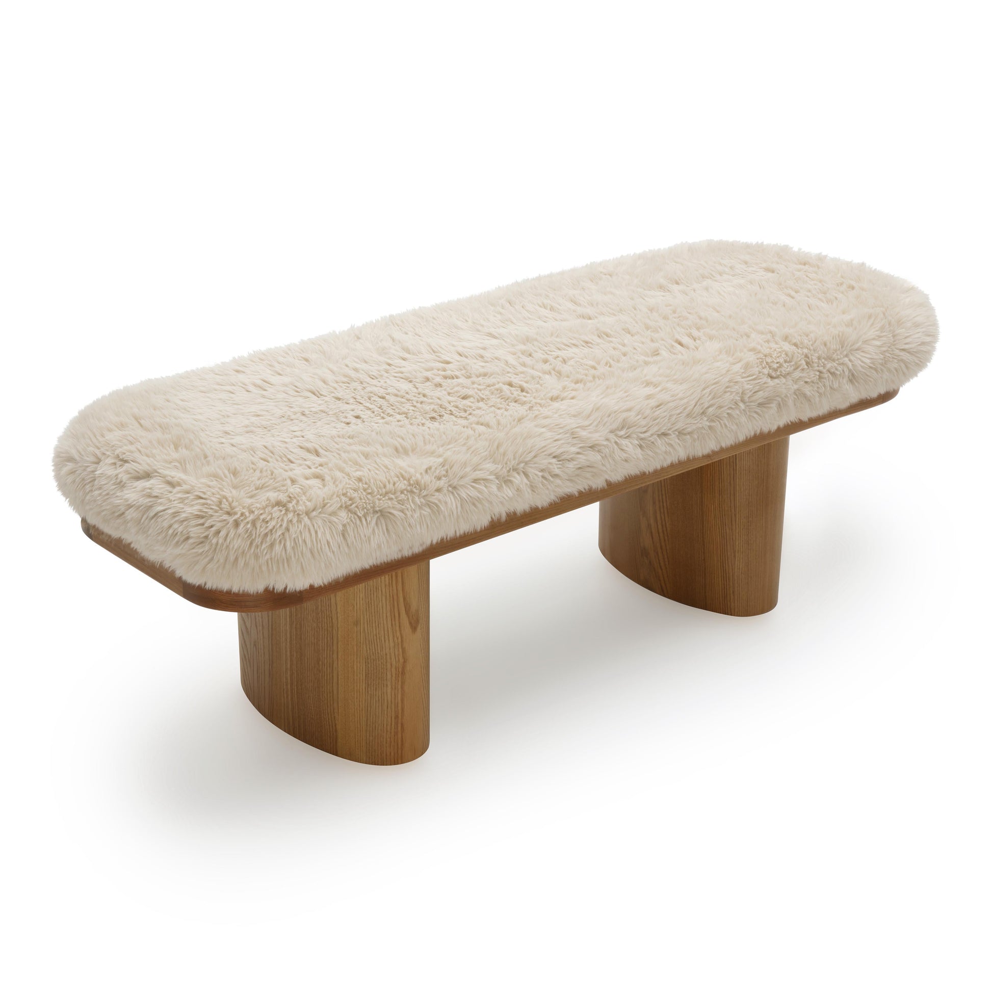 Ollie 48 Straight Vegan Shearling Bench by TOV Oc69383