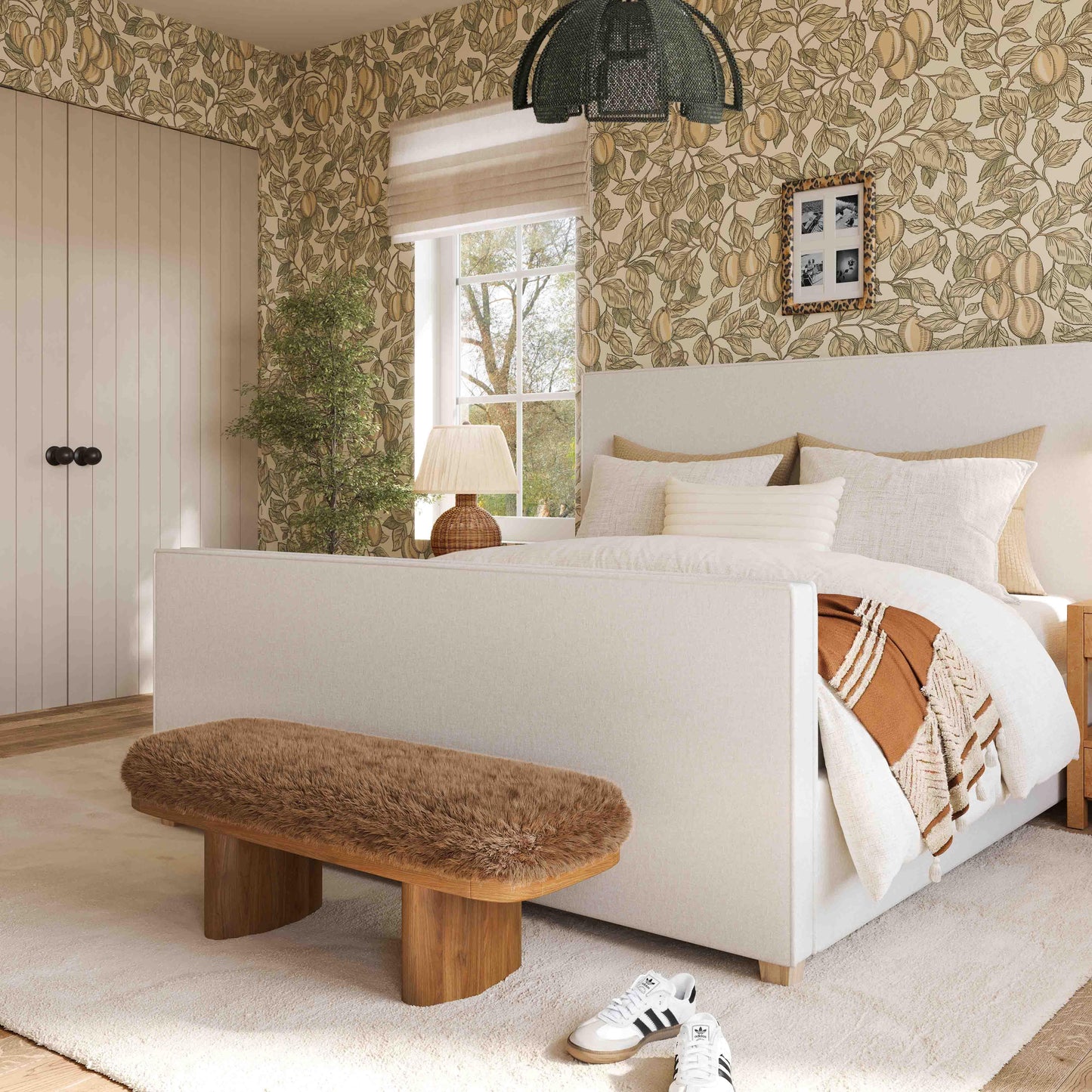 Ollie 48 Straight Vegan Shearling Bench by TOV Oc69383