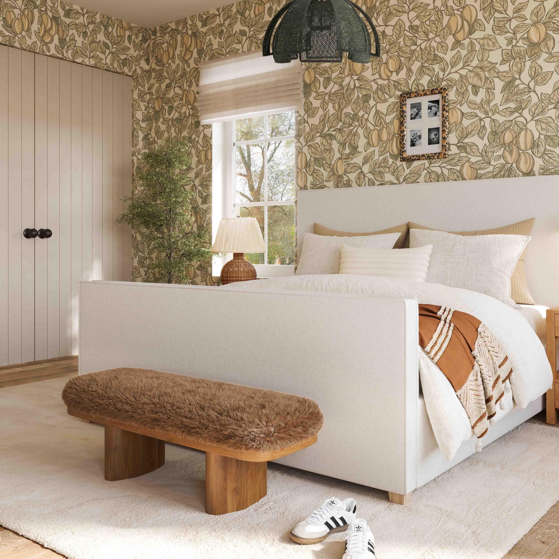 Ollie 48 Straight Vegan Shearling Bench by TOV Oc69384