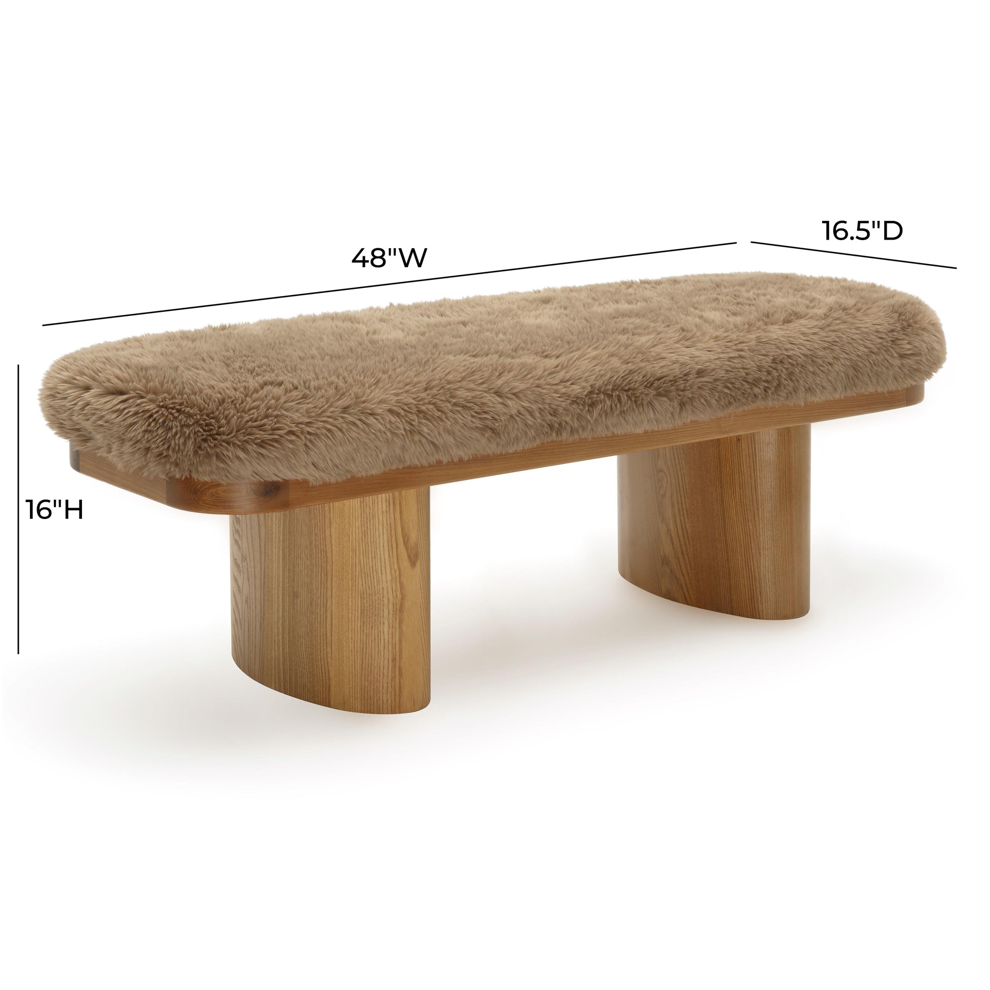 Ollie 48 Straight Vegan Shearling Bench by TOV Oc69383