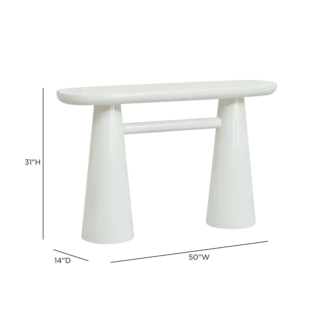 Baila 50" Cream Glossy Lacquer Console Table by TOV Furniture – photo 9 of 9