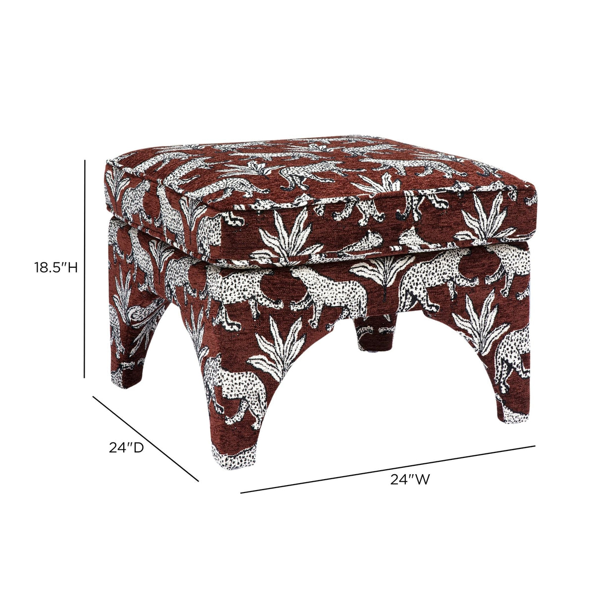 Raji Brown Leopard Jacquard Ottoman by TOV Furniture – photo 6 of 6