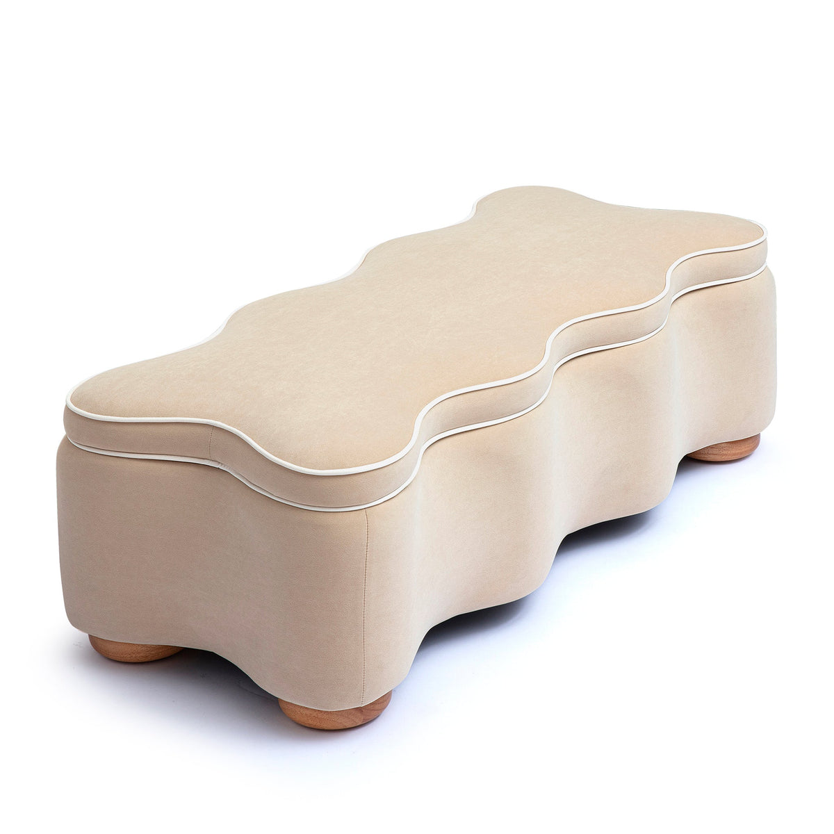 Thalia 48.5" Tan Performance Velvet Storage Bench by TOV Furniture – photo 3 of 7