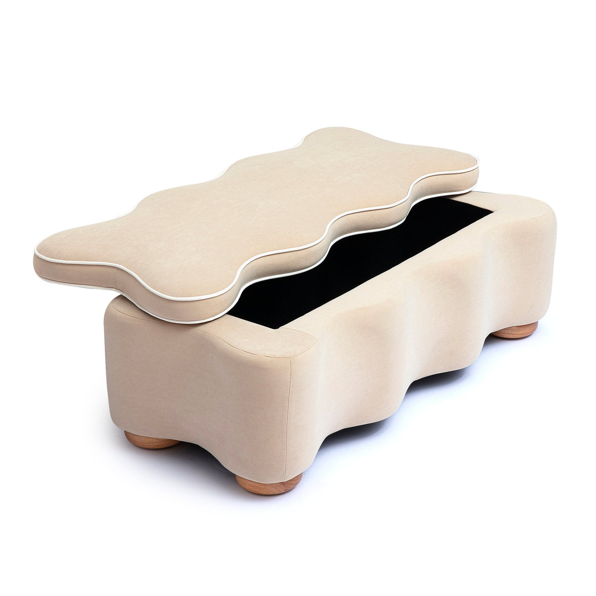 Thalia 48.5" Tan Performance Velvet Storage Bench by TOV Furniture – photo 6 of 7