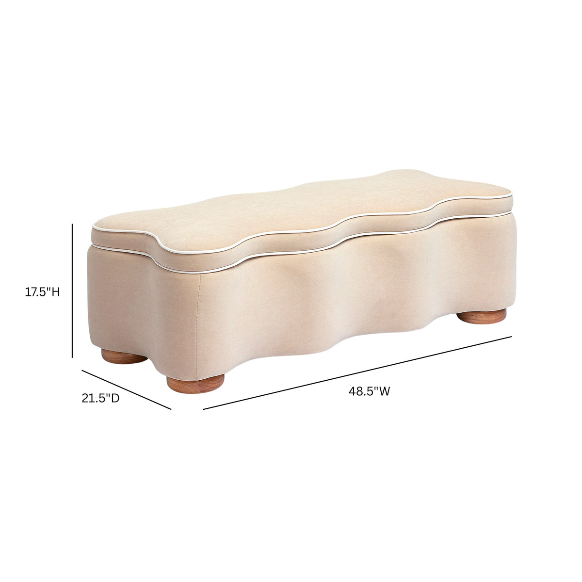 Thalia 48.5" Tan Performance Velvet Storage Bench by TOV Furniture – photo 7 of 7