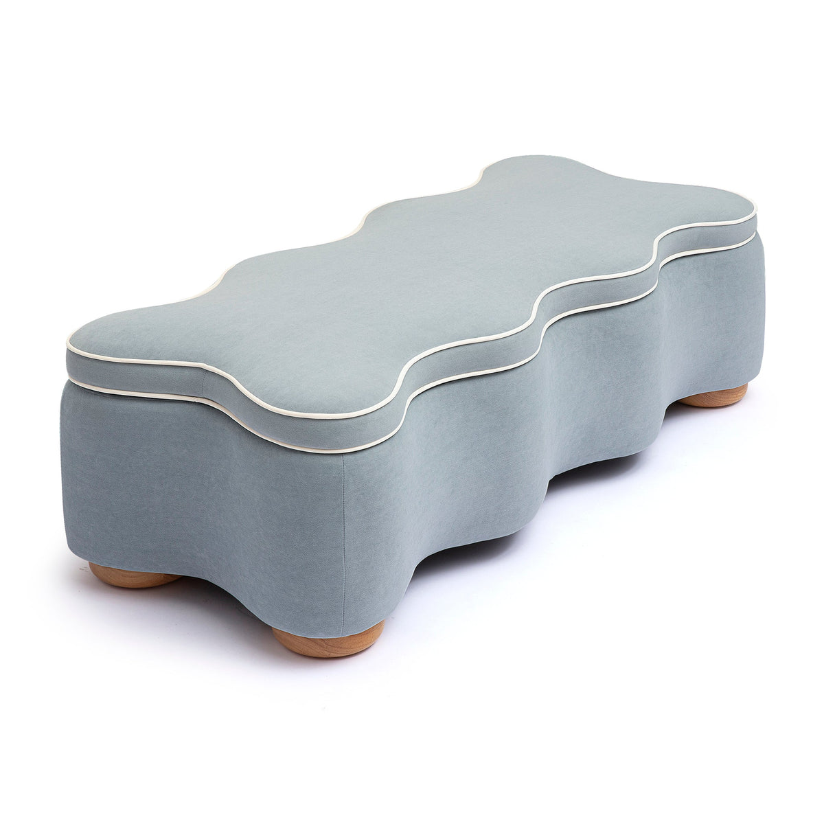 Thalia 48.5" Blue Performance Velvet Storage Bench by TOV Furniture – photo 3 of 7