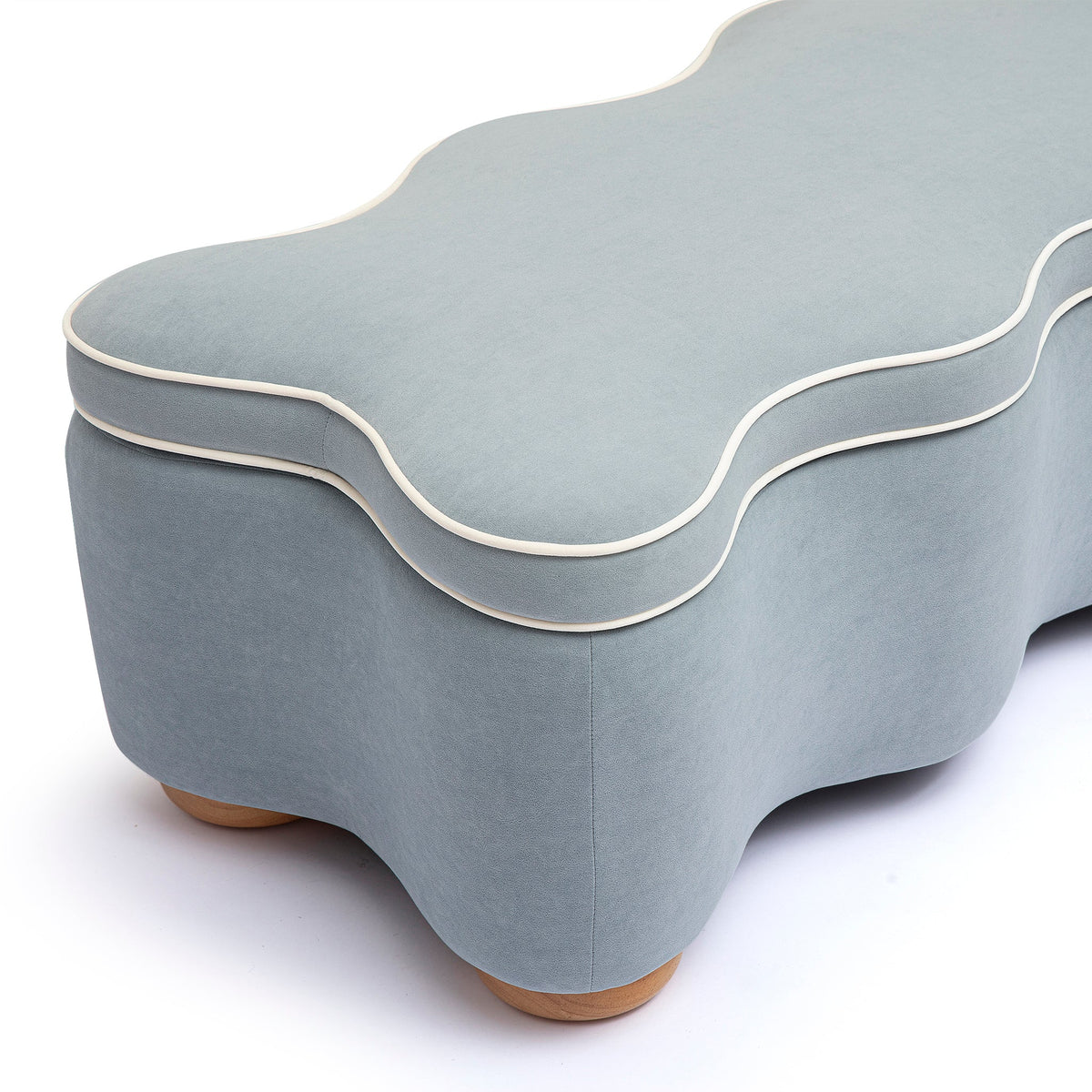 Thalia 48.5" Blue Performance Velvet Storage Bench by TOV Furniture – photo 4 of 7