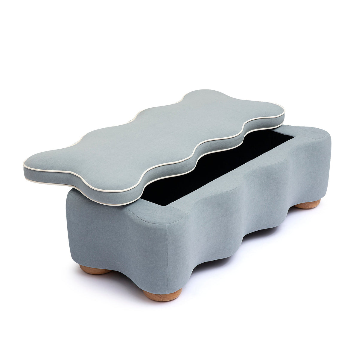 Thalia 48.5" Blue Performance Velvet Storage Bench by TOV Furniture – photo 5 of 7