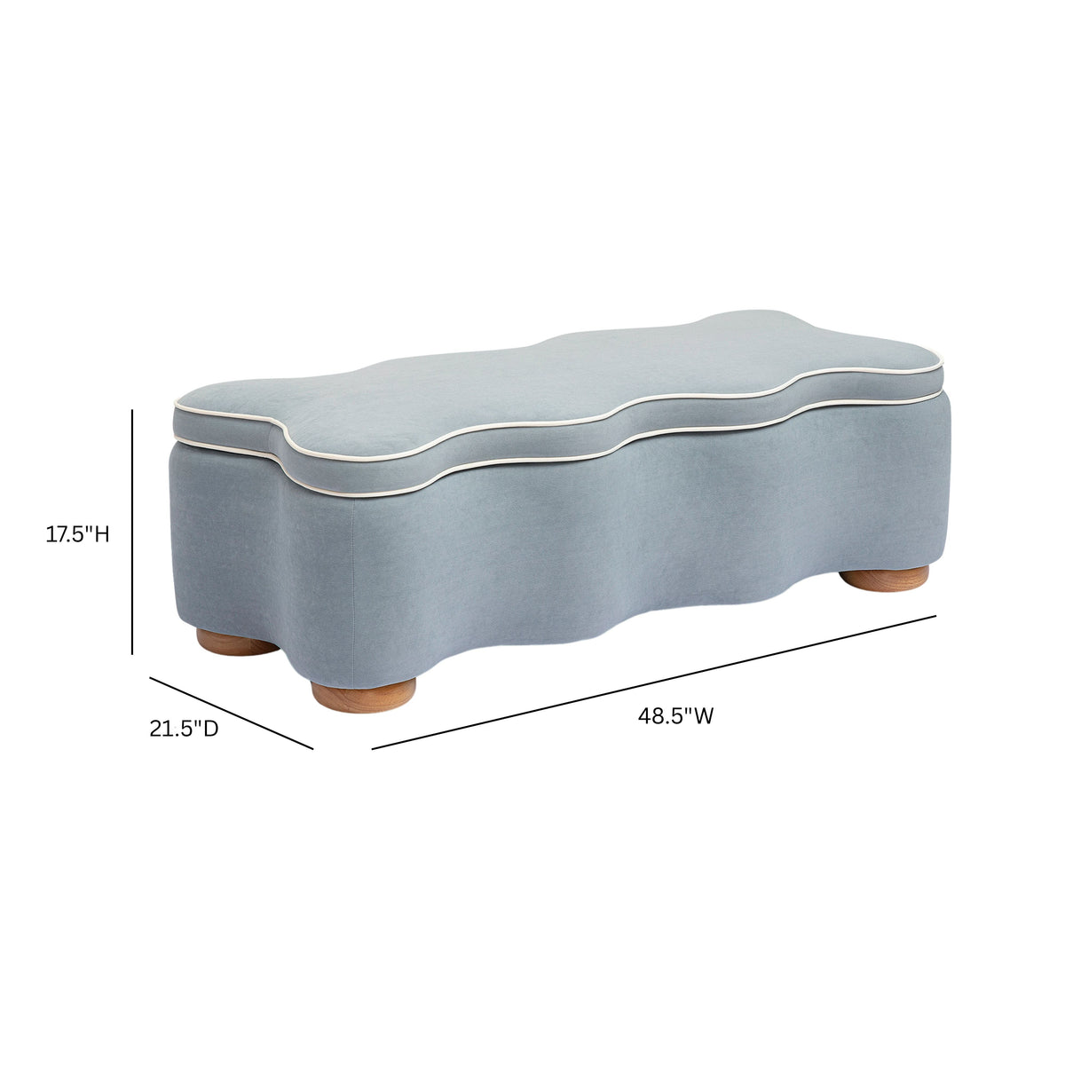 Thalia 48.5" Blue Performance Velvet Storage Bench by TOV Furniture – photo 7 of 7