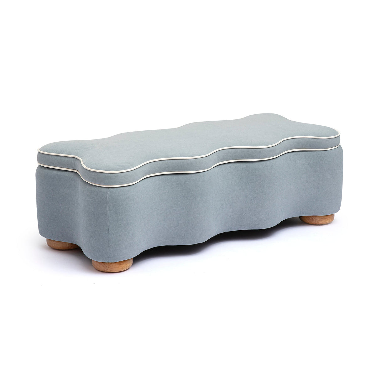 Thalia 48.5" Blue Performance Velvet Storage Bench by TOV Furniture – photo 1 of 7