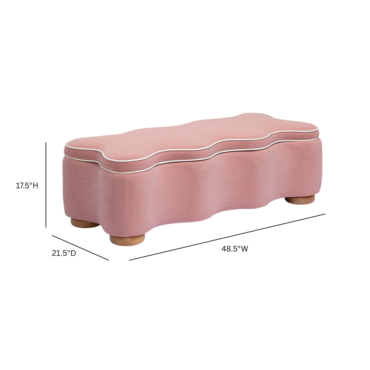 Thalia 48.5" Pink Performance Velvet Storage Bench by TOV Furniture – photo 7 of 7