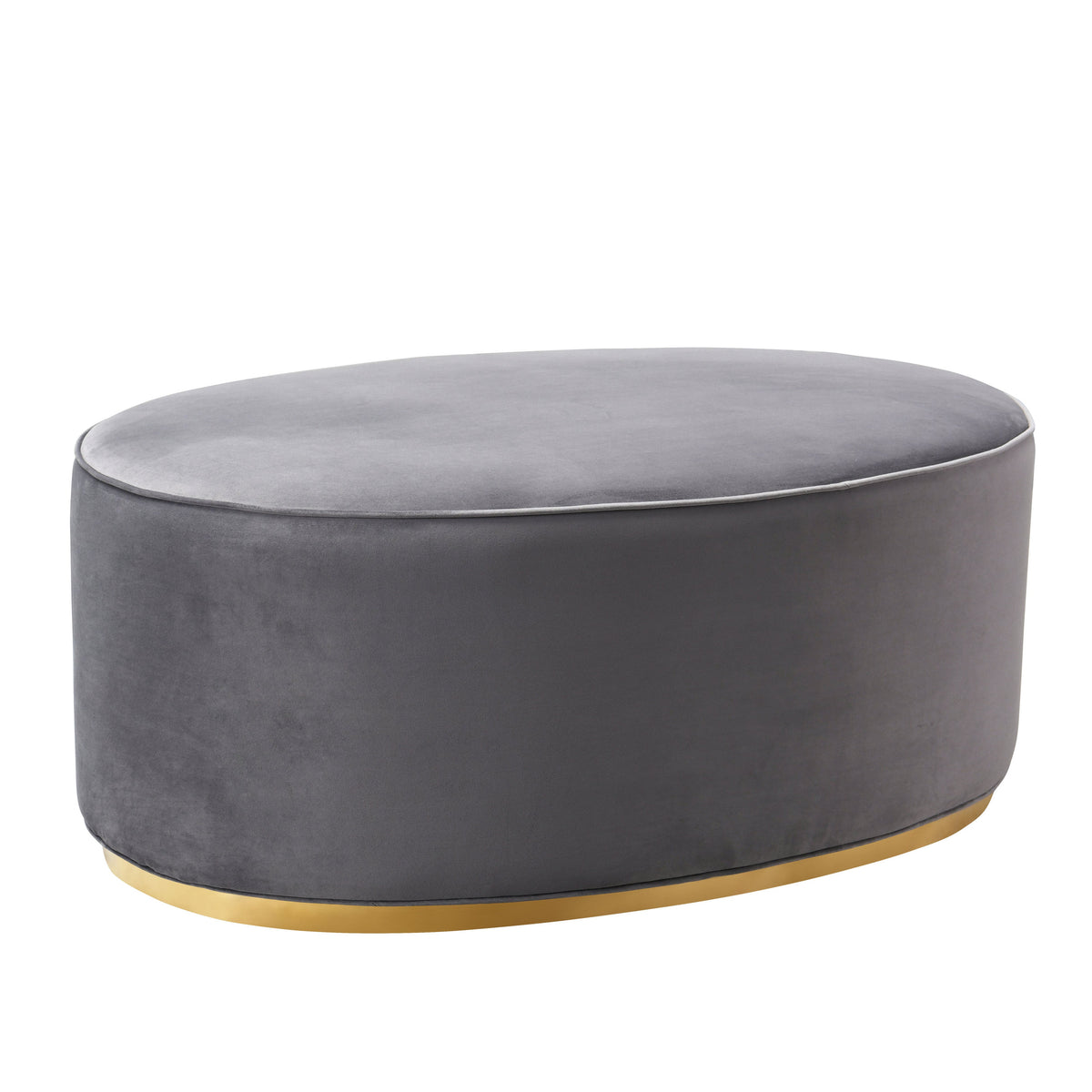 Scarlett Performance Velvet Oval Ottoman in Grey by TOV Furniture – photo 1 of 4