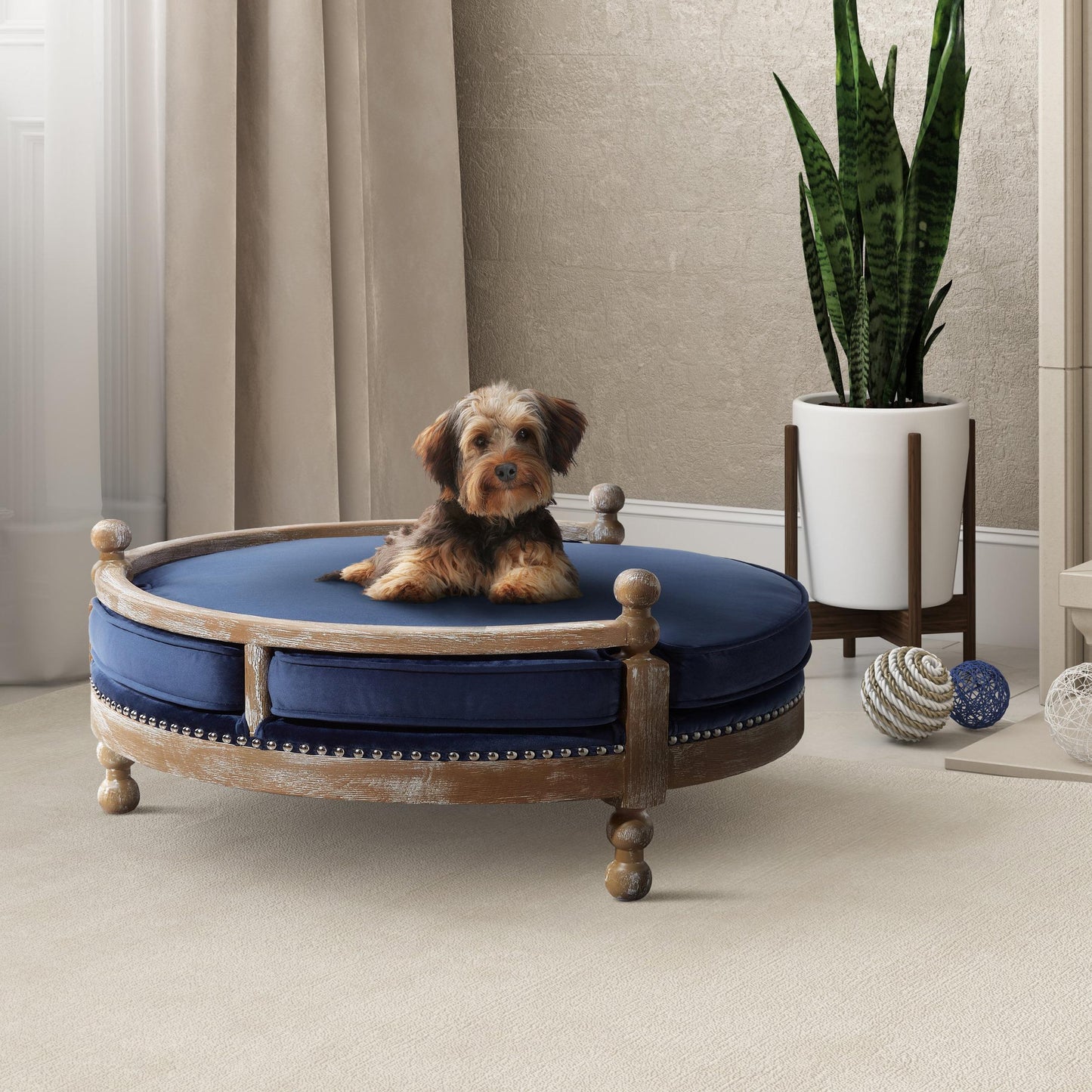 Hound Navy Performance Velvet Pet Navy - ON FINAL SALE by Tov Furniture