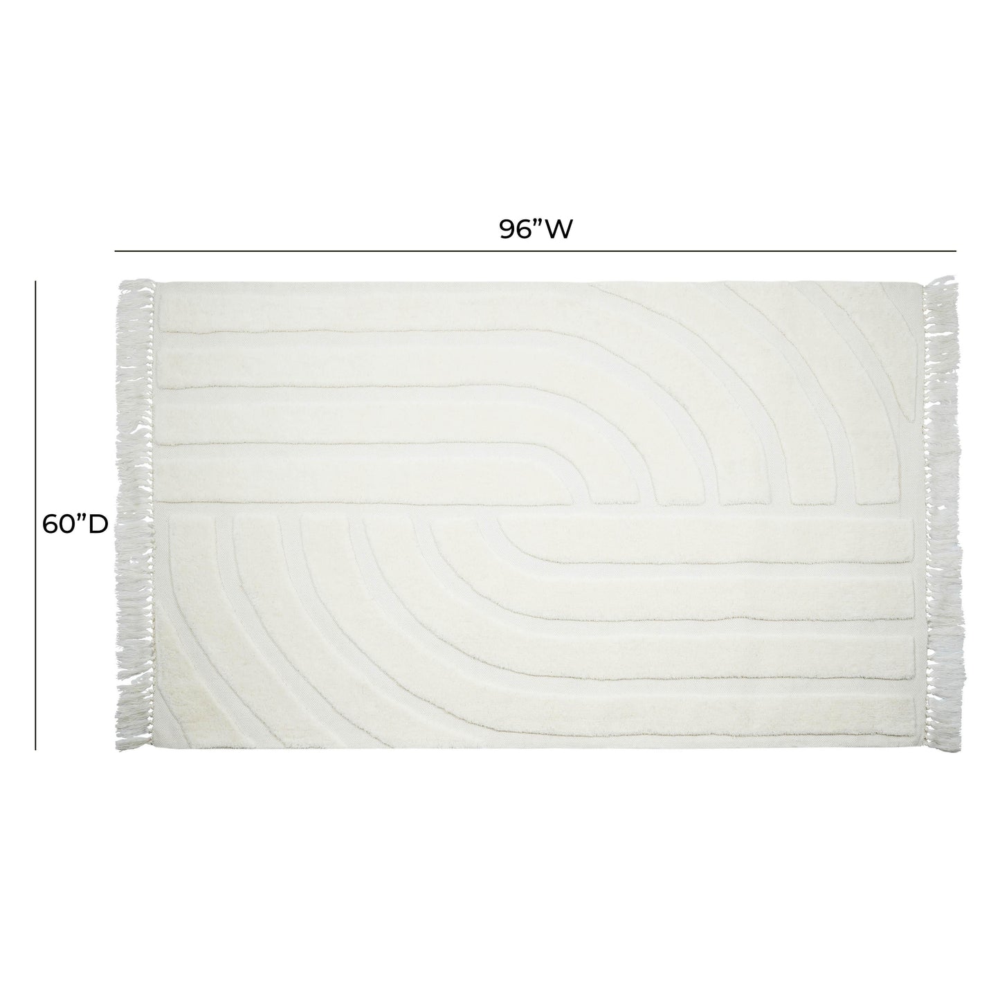 Loop White Area Rug White 5' x 8' by Tov Furniture