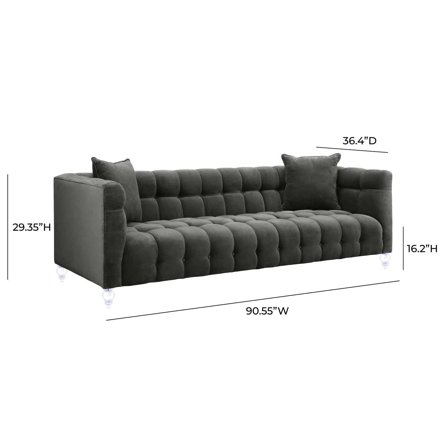 Bea 90 6 Velvet Tufted Sofa by TOV S110