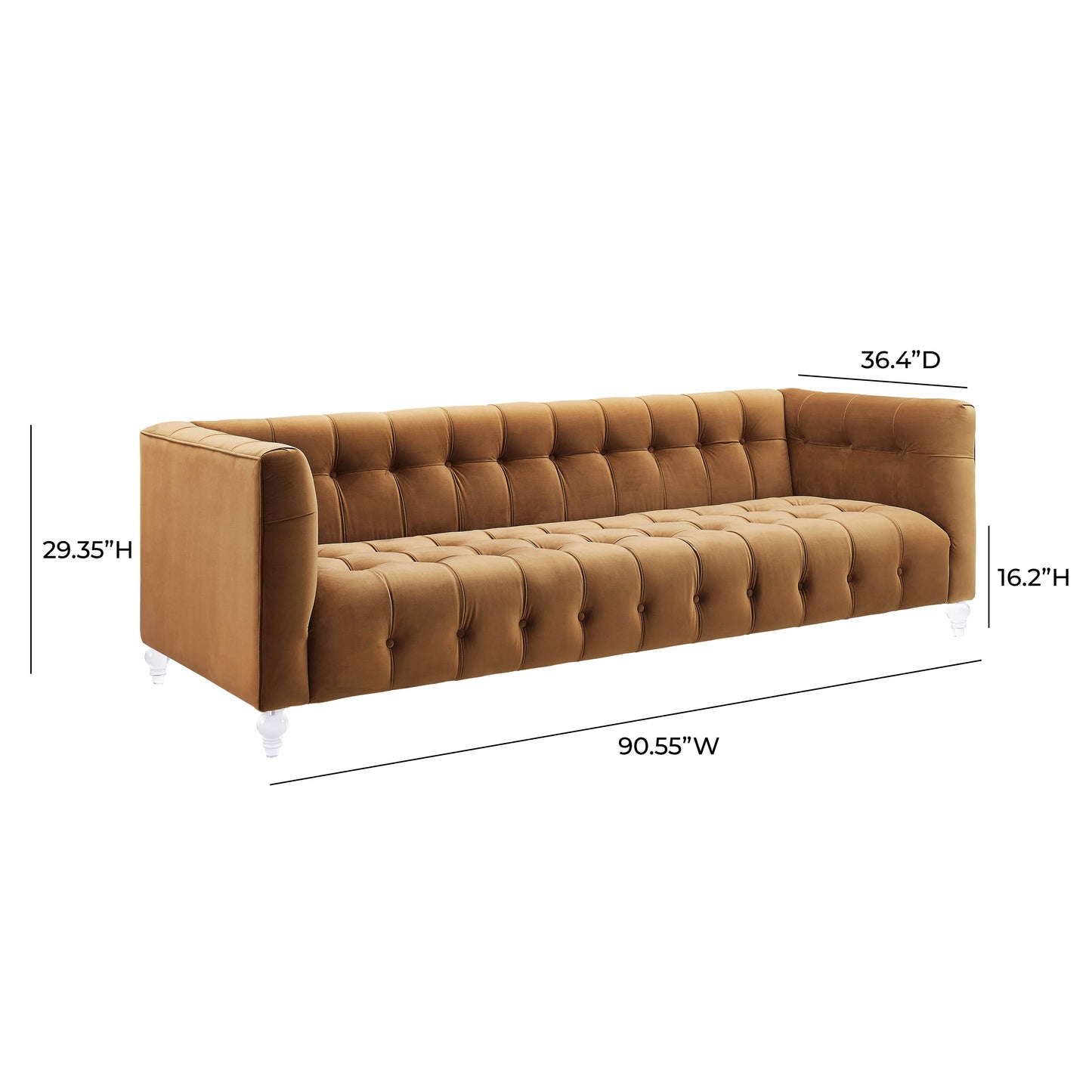 Bea 90 6 Velvet Tufted Sofa by TOV S100