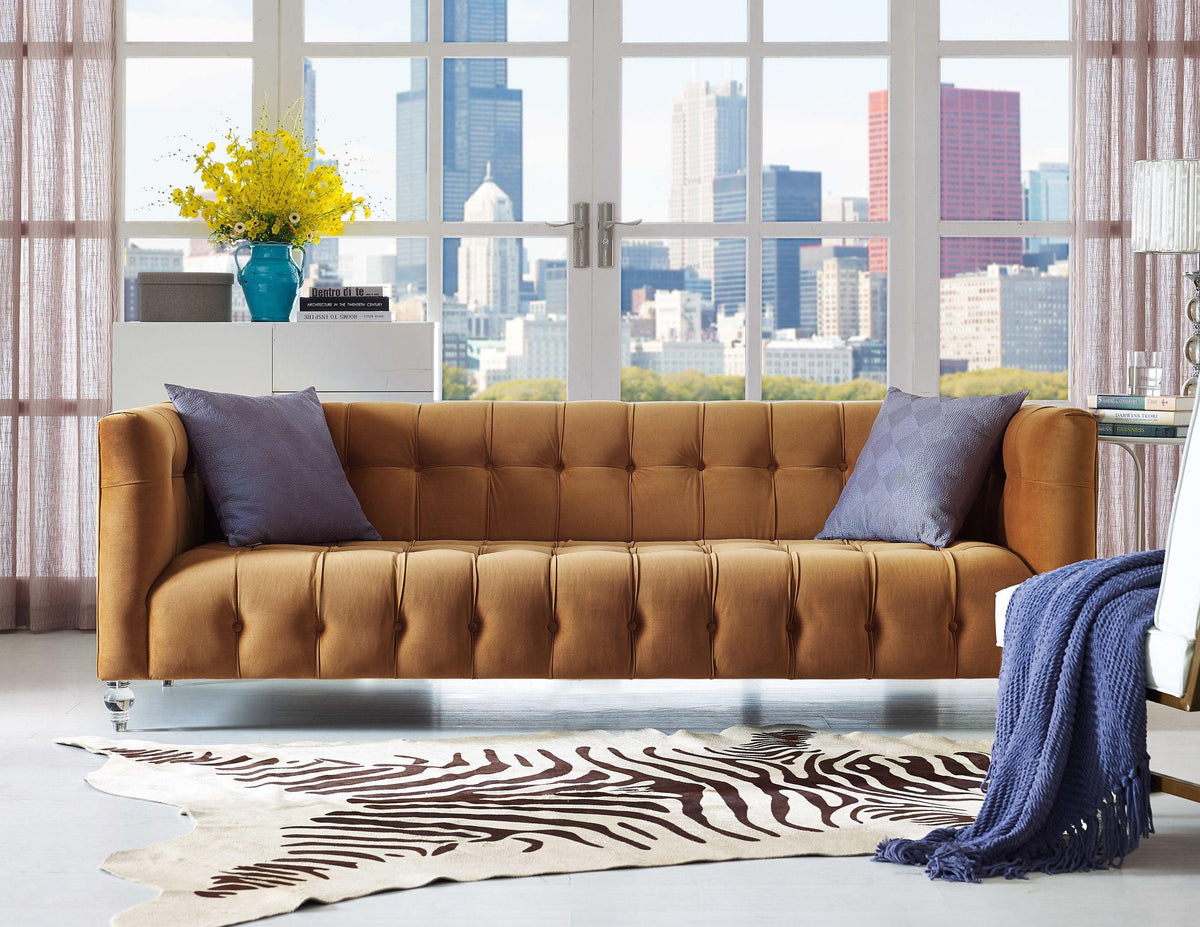 Bea Cognac Performance Velvet Sofa by TOV Furniture – photo 2 of 6