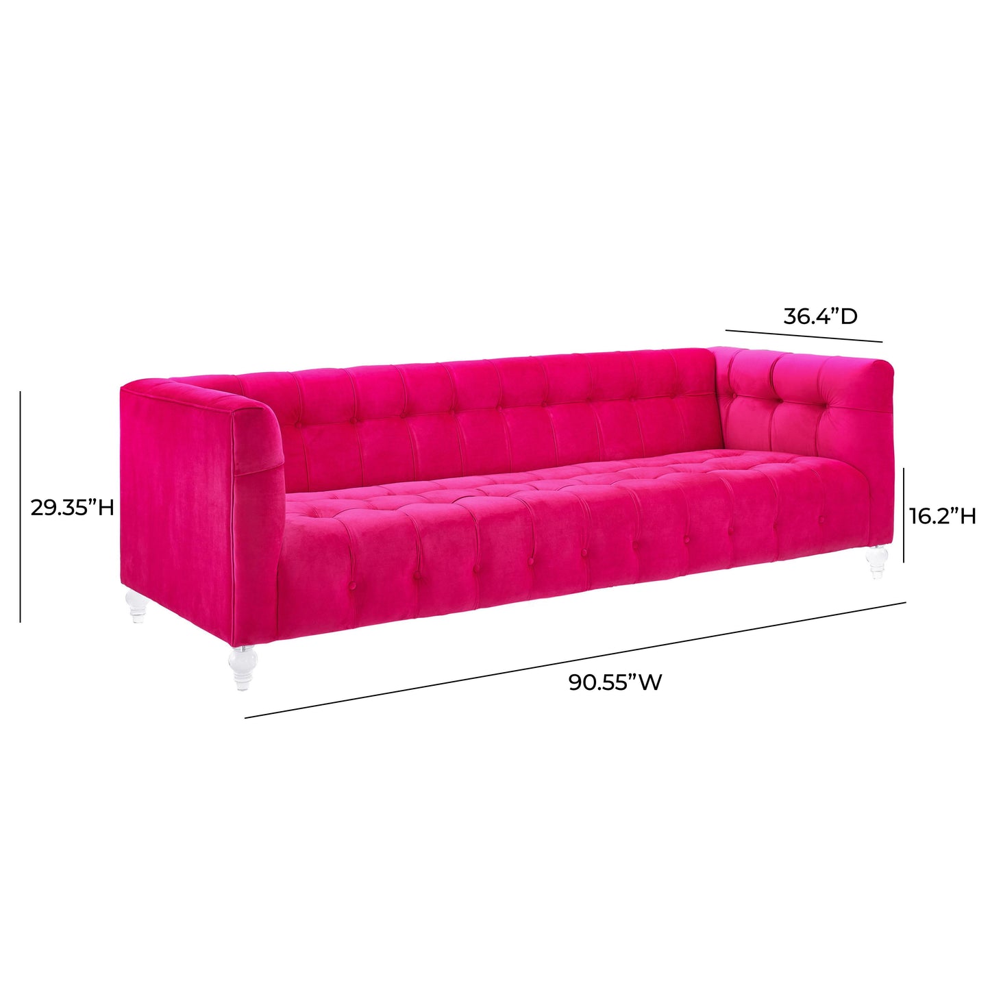 Bea 90 6 Velvet Tufted Sofa by TOV S110